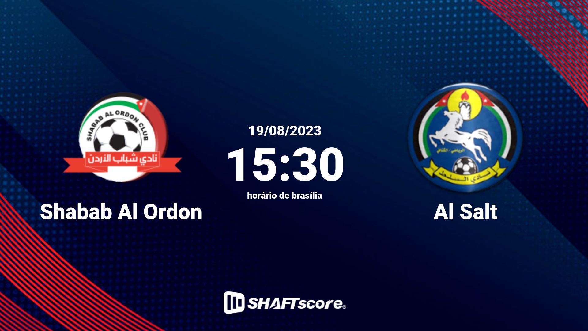 Estatísticas do jogo Shabab Al Ordon vs Al Salt 19.08 15:30