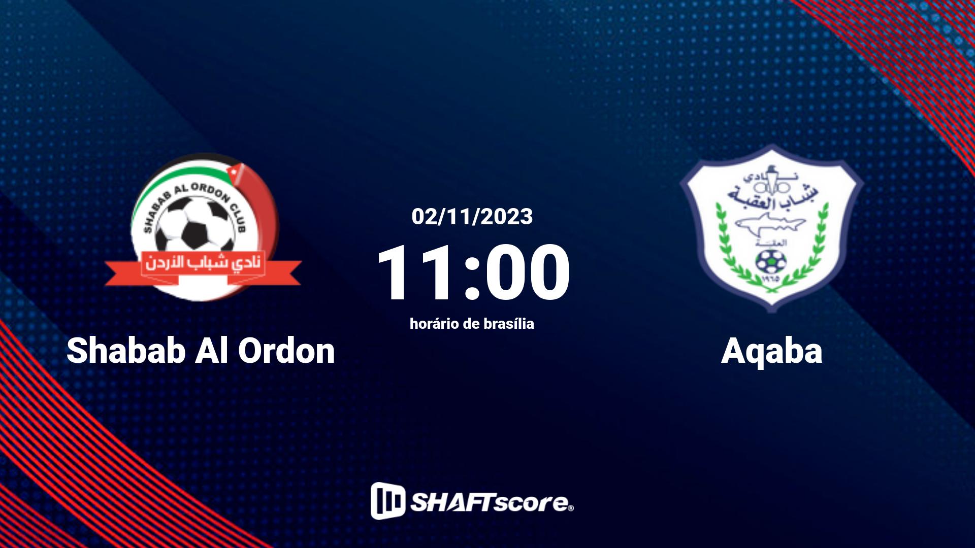 Estatísticas do jogo Shabab Al Ordon vs Aqaba 02.11 11:00