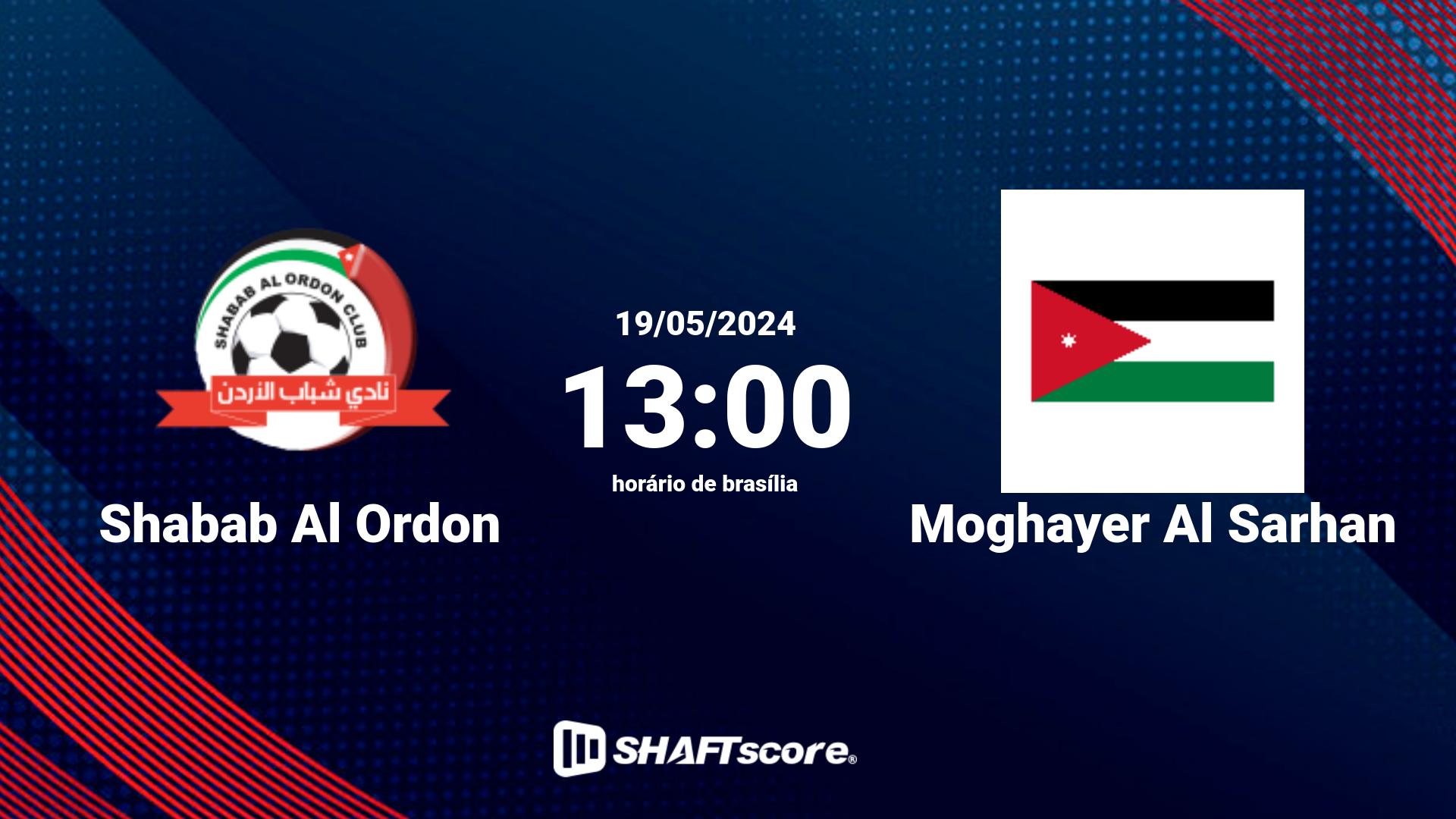 Estatísticas do jogo Shabab Al Ordon vs Moghayer Al Sarhan 19.05 13:00