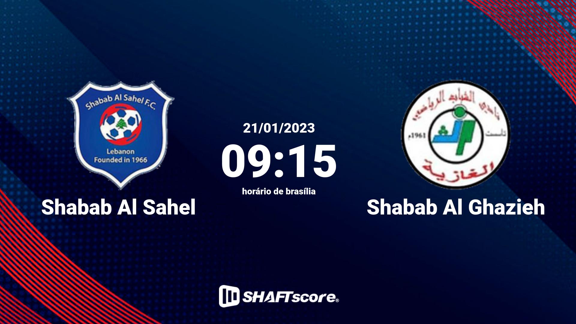 Estatísticas do jogo Shabab Al Sahel vs Shabab Al Ghazieh 21.01 09:15