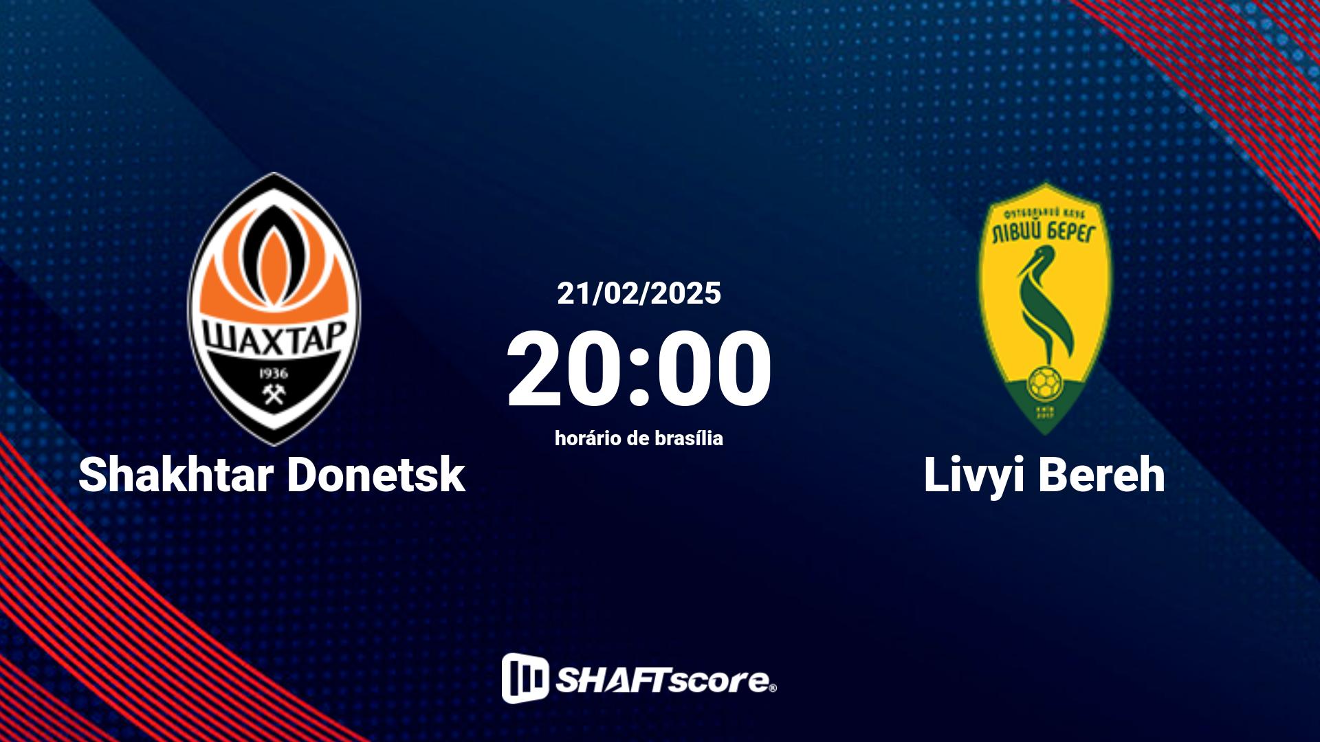 Estatísticas do jogo Shakhtar Donetsk vs Livyi Bereh 21.02 20:00