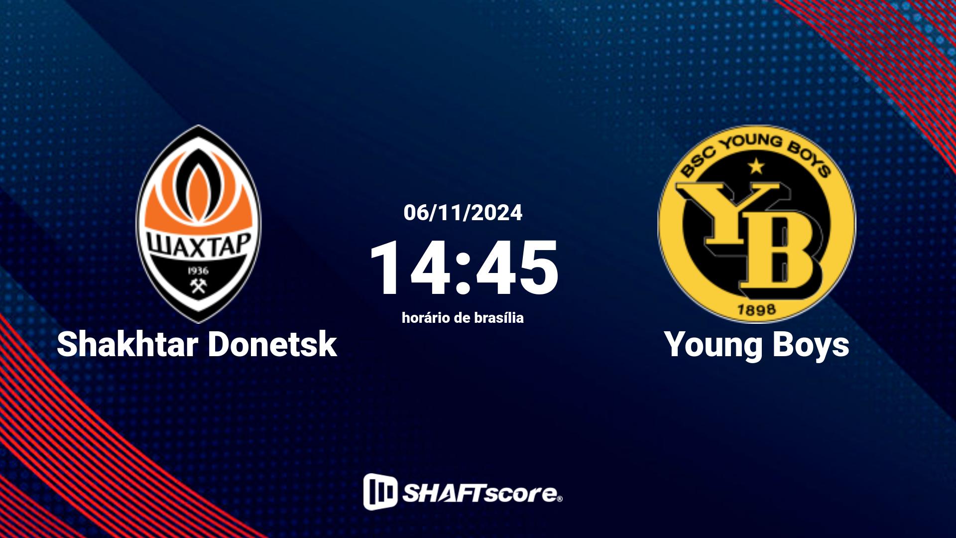 Estatísticas do jogo Shakhtar Donetsk vs Young Boys 06.11 14:45