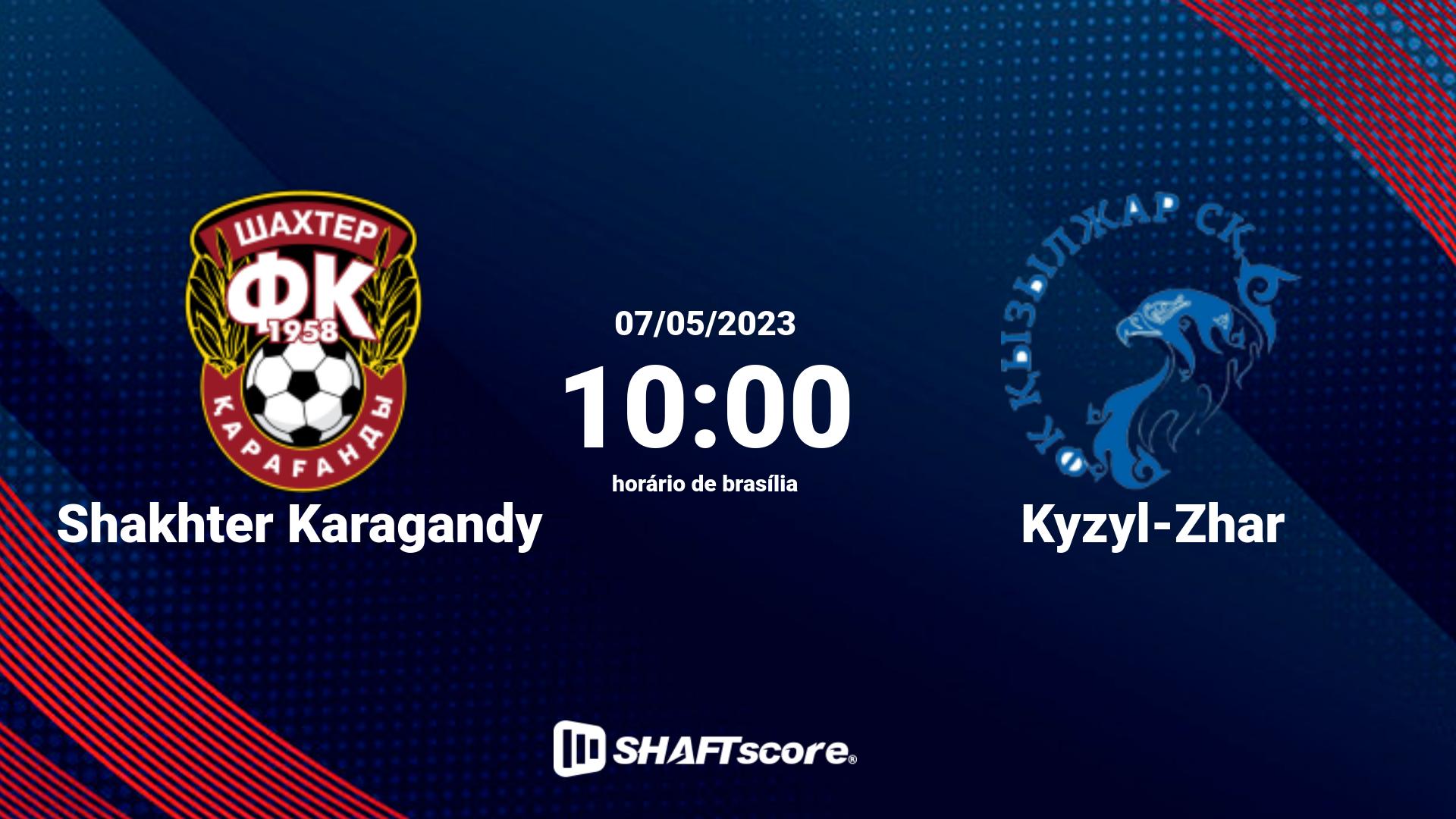 Estatísticas do jogo Shakhter Karagandy vs Kyzyl-Zhar 07.05 10:00