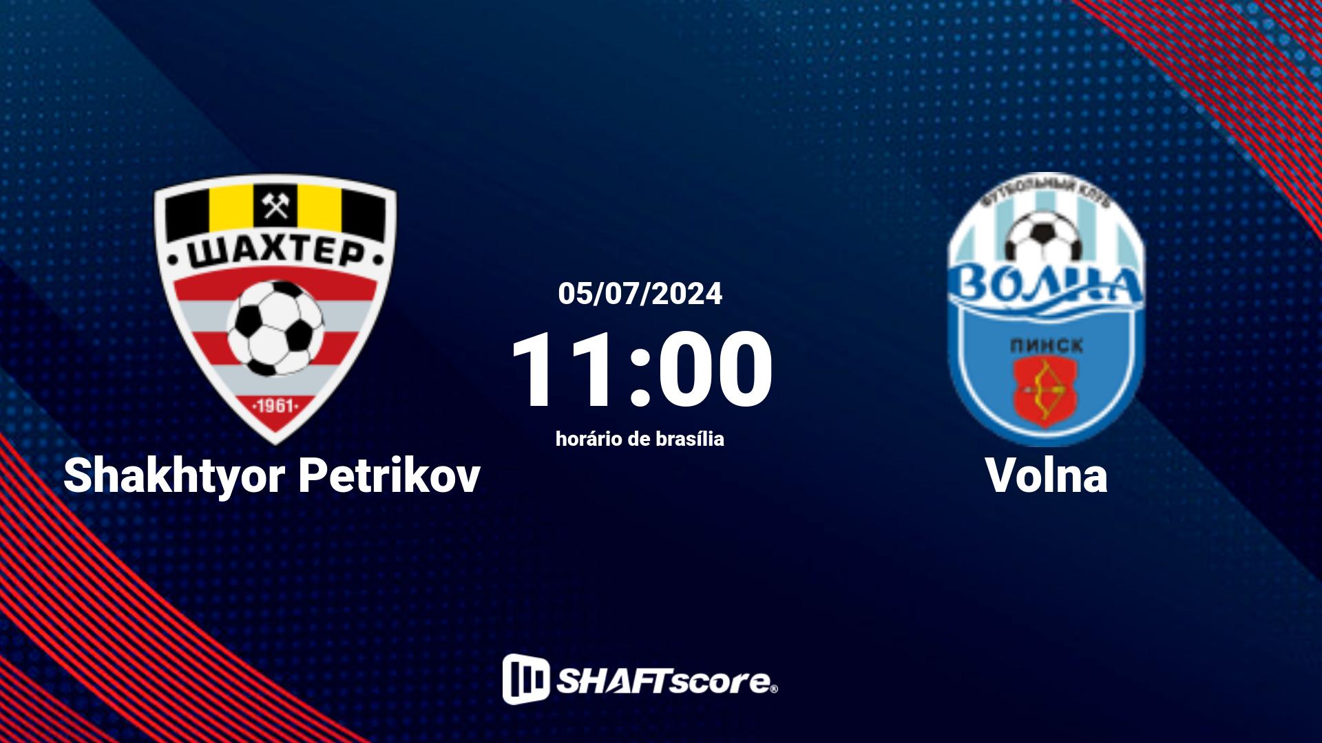 Estatísticas do jogo Shakhtyor Petrikov vs Volna 05.07 11:00