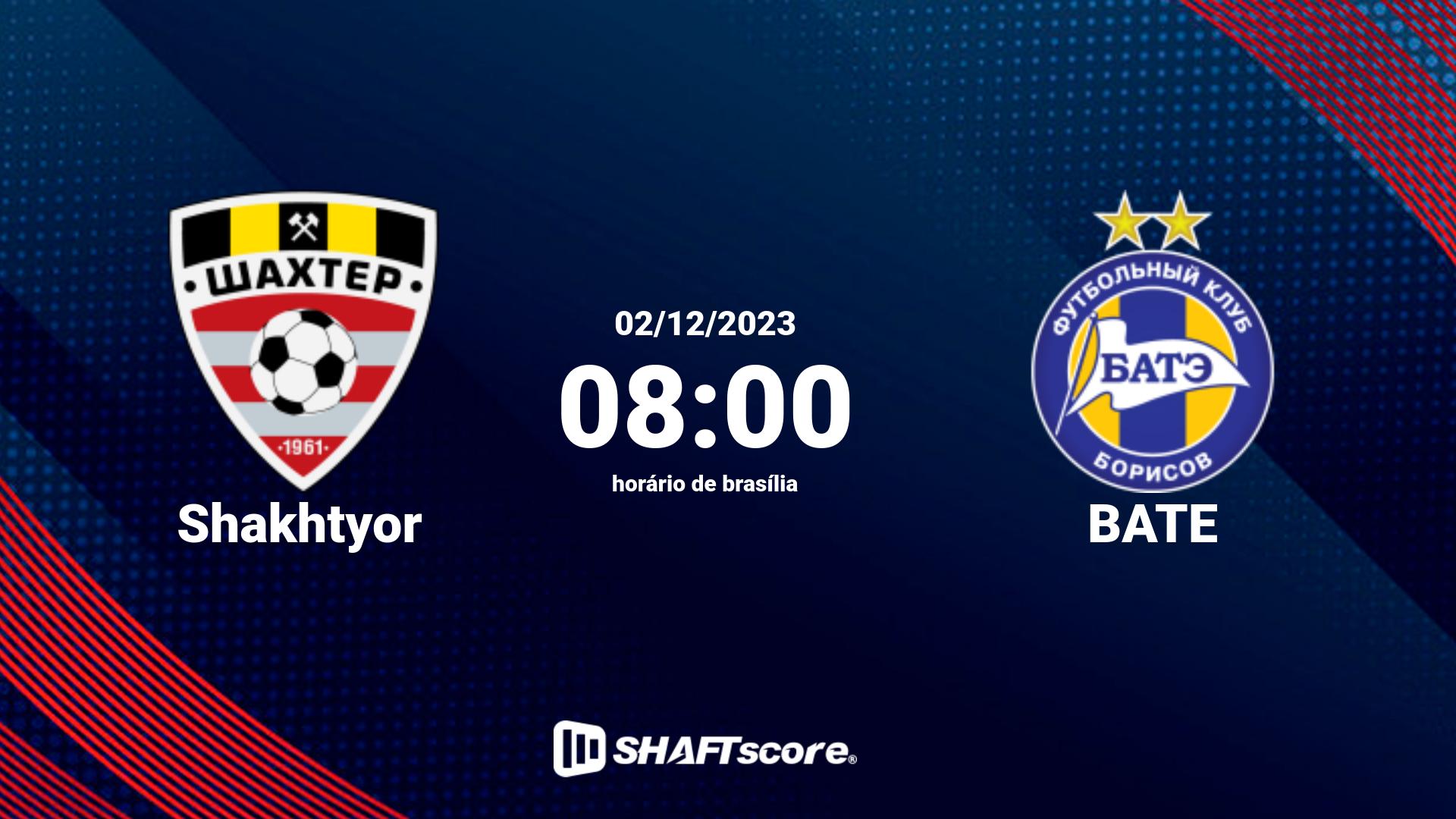 Estatísticas do jogo Shakhtyor vs BATE 02.12 08:00