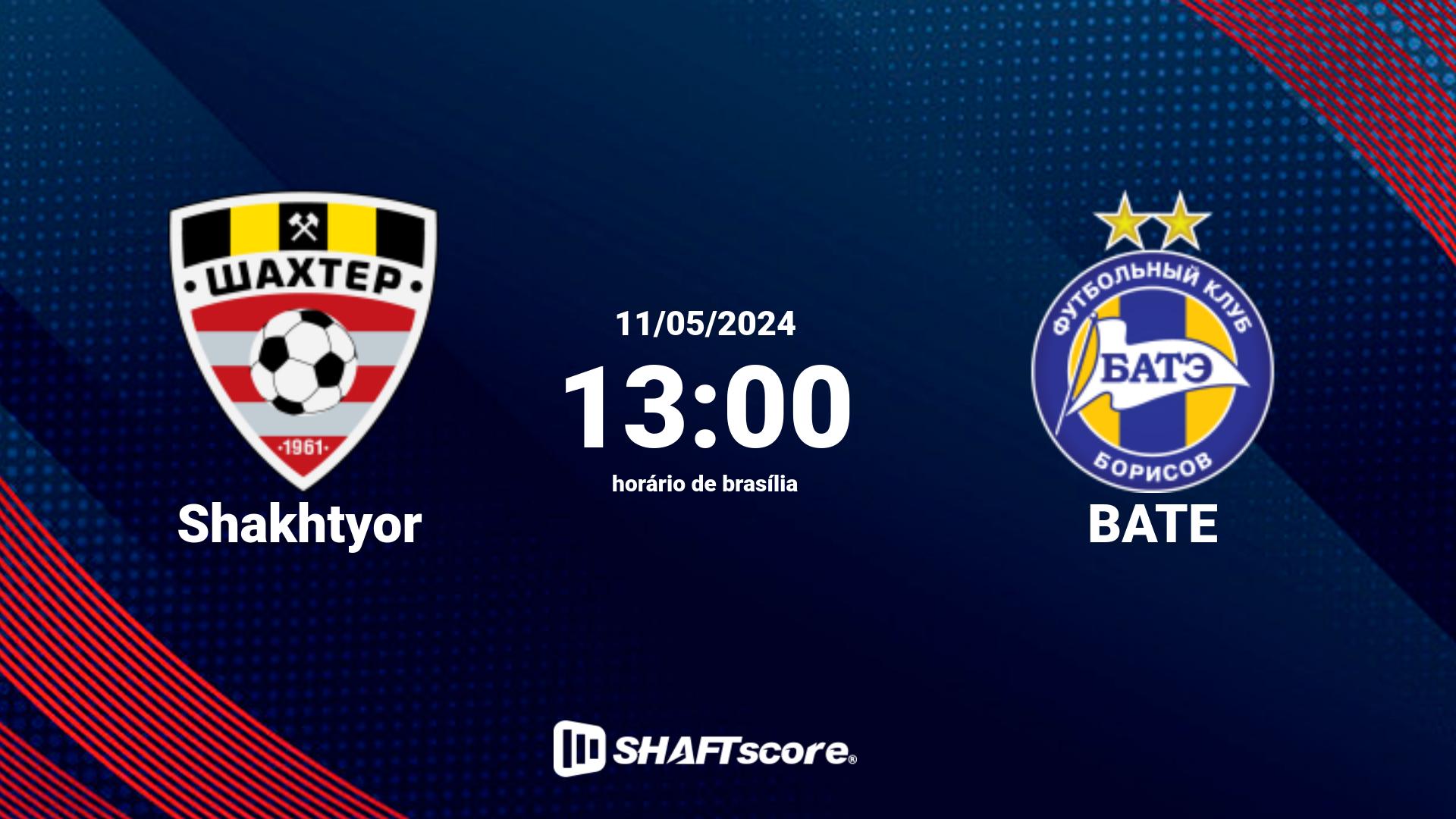 Estatísticas do jogo Shakhtyor vs BATE 11.05 13:00