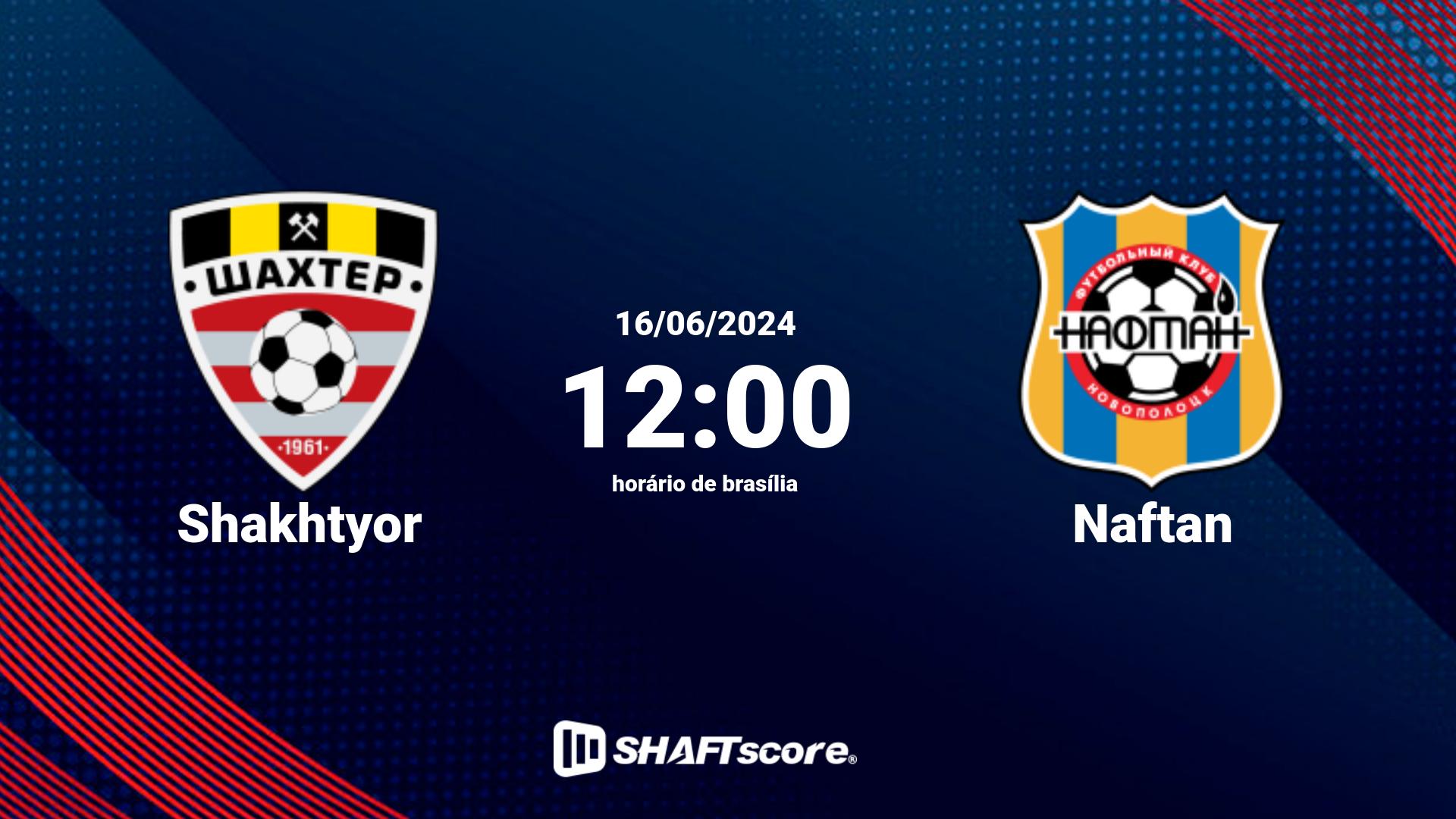 Estatísticas do jogo Shakhtyor vs Naftan 16.06 12:00