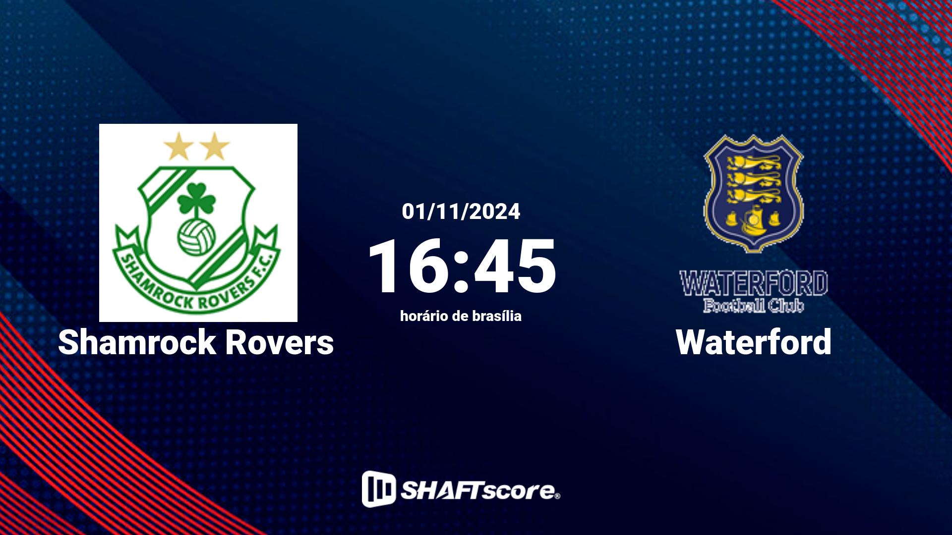 Estatísticas do jogo Shamrock Rovers vs Waterford 01.11 16:45