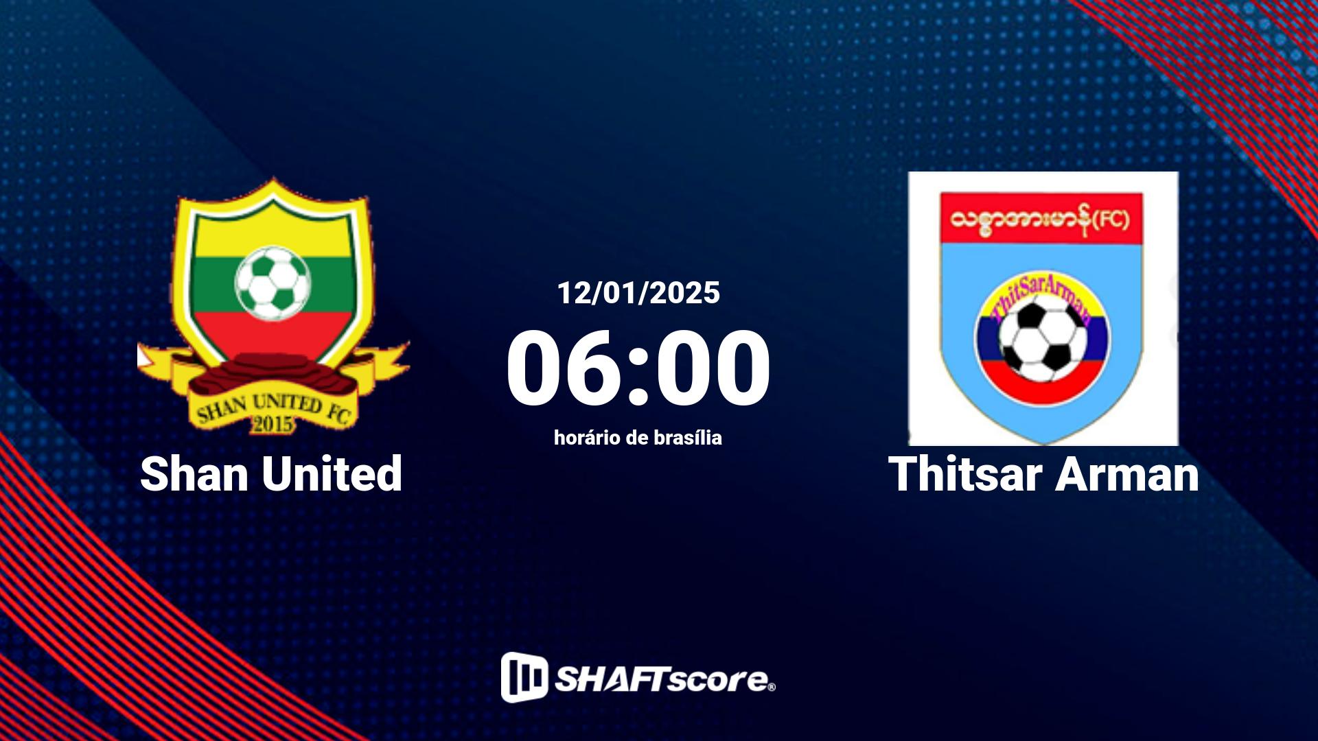 Estatísticas do jogo Shan United vs Thitsar Arman 12.01 06:00