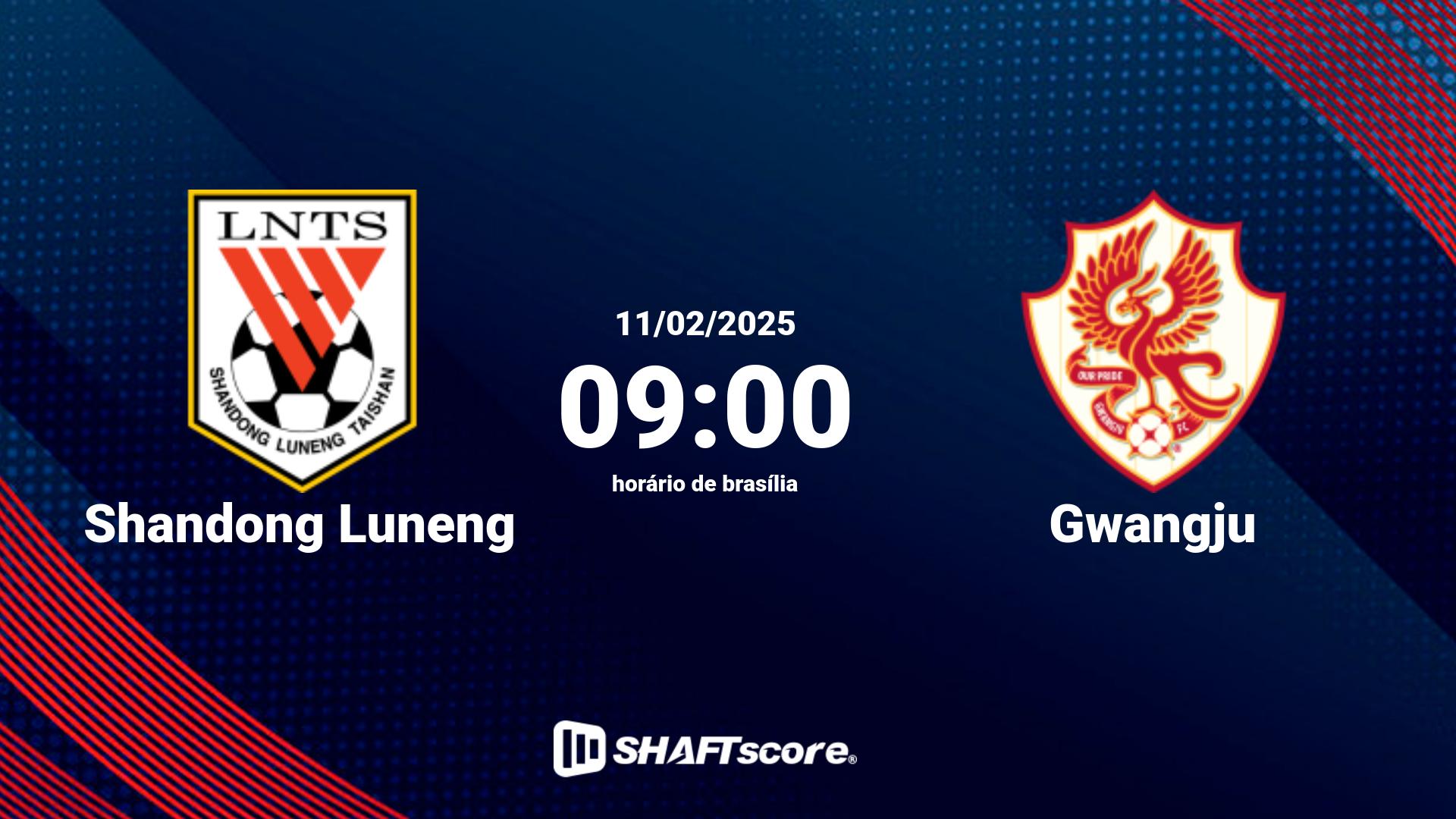 Estatísticas do jogo Shandong Luneng vs Gwangju 11.02 09:00