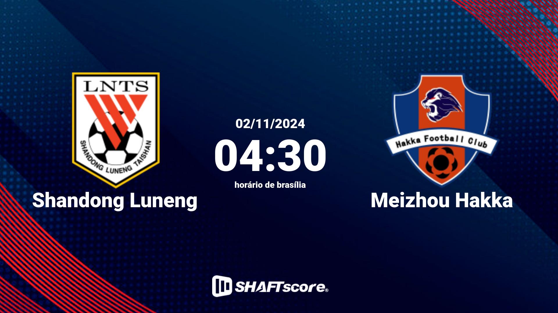 Estatísticas do jogo Shandong Luneng vs Meizhou Hakka 02.11 04:30