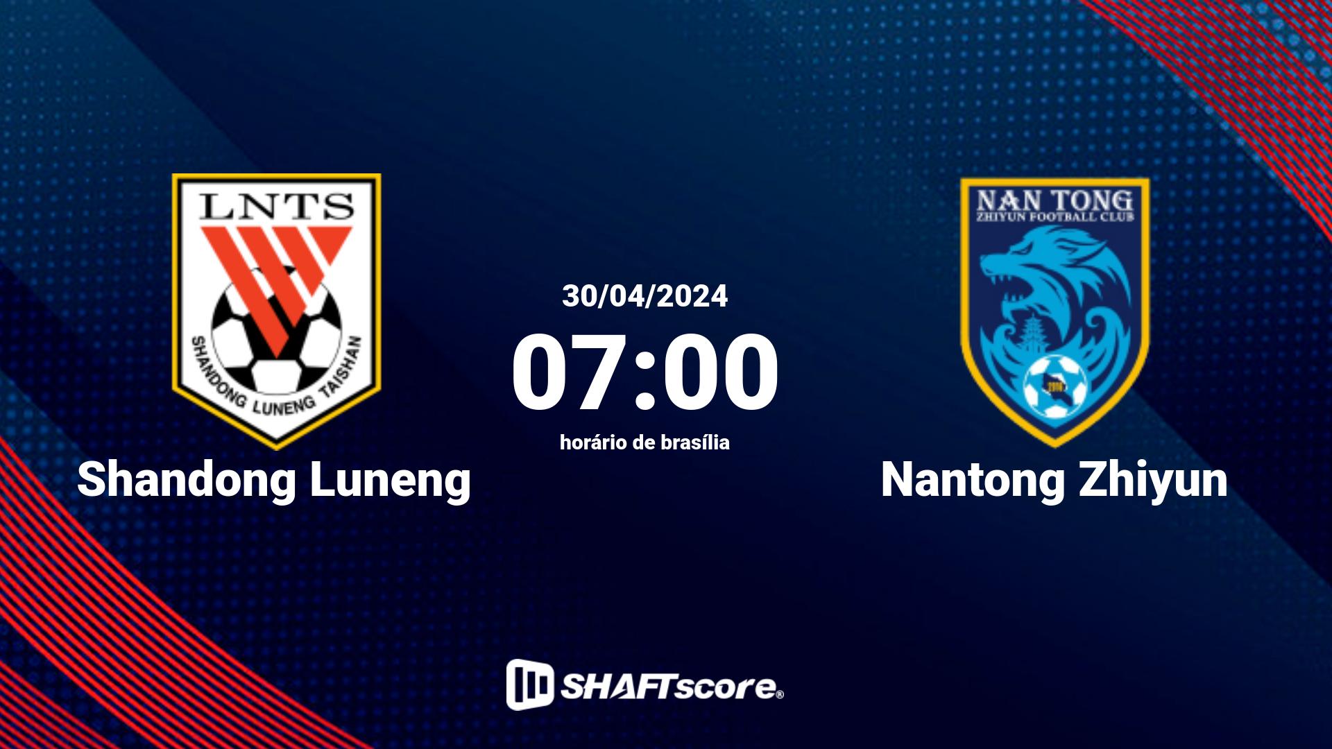 Estatísticas do jogo Shandong Luneng vs Nantong Zhiyun 30.04 07:00