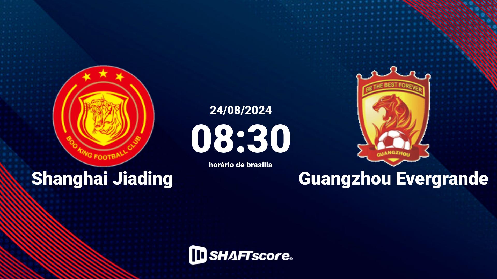 Estatísticas do jogo Shanghai Jiading vs Guangzhou Evergrande 24.08 08:30