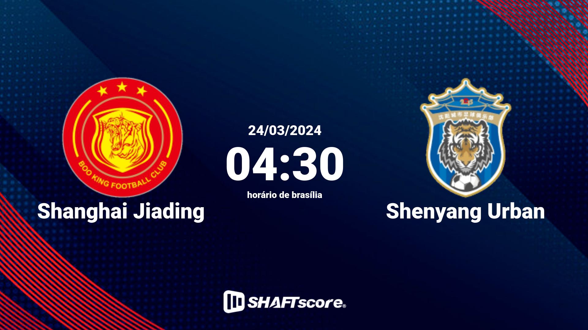 Estatísticas do jogo Shanghai Jiading vs Shenyang Urban 24.03 04:30