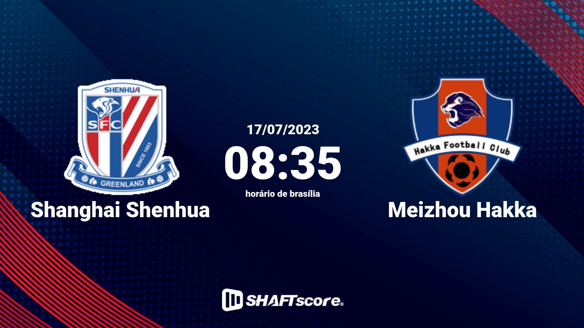 Estatísticas do jogo Shanghai Shenhua vs Meizhou Hakka 17.07 08:35