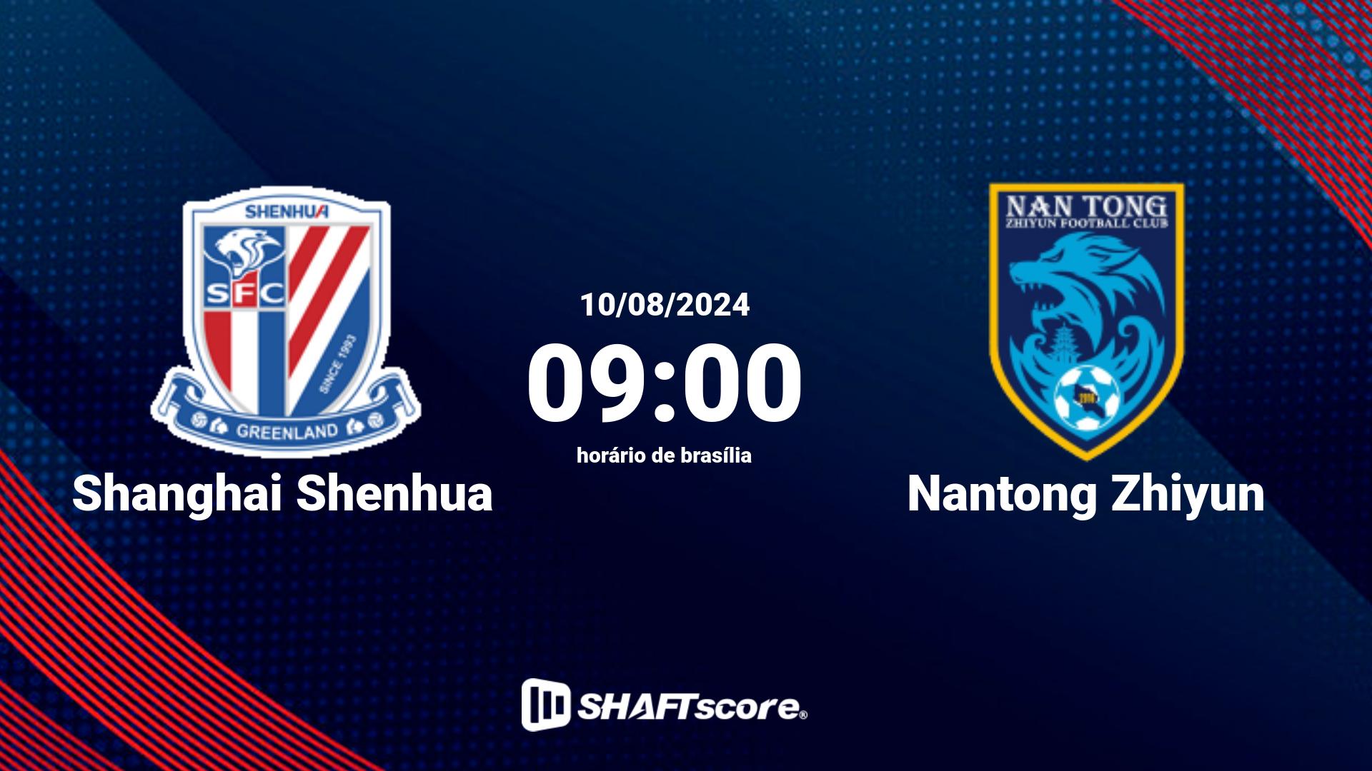 Estatísticas do jogo Shanghai Shenhua vs Nantong Zhiyun 10.08 09:00