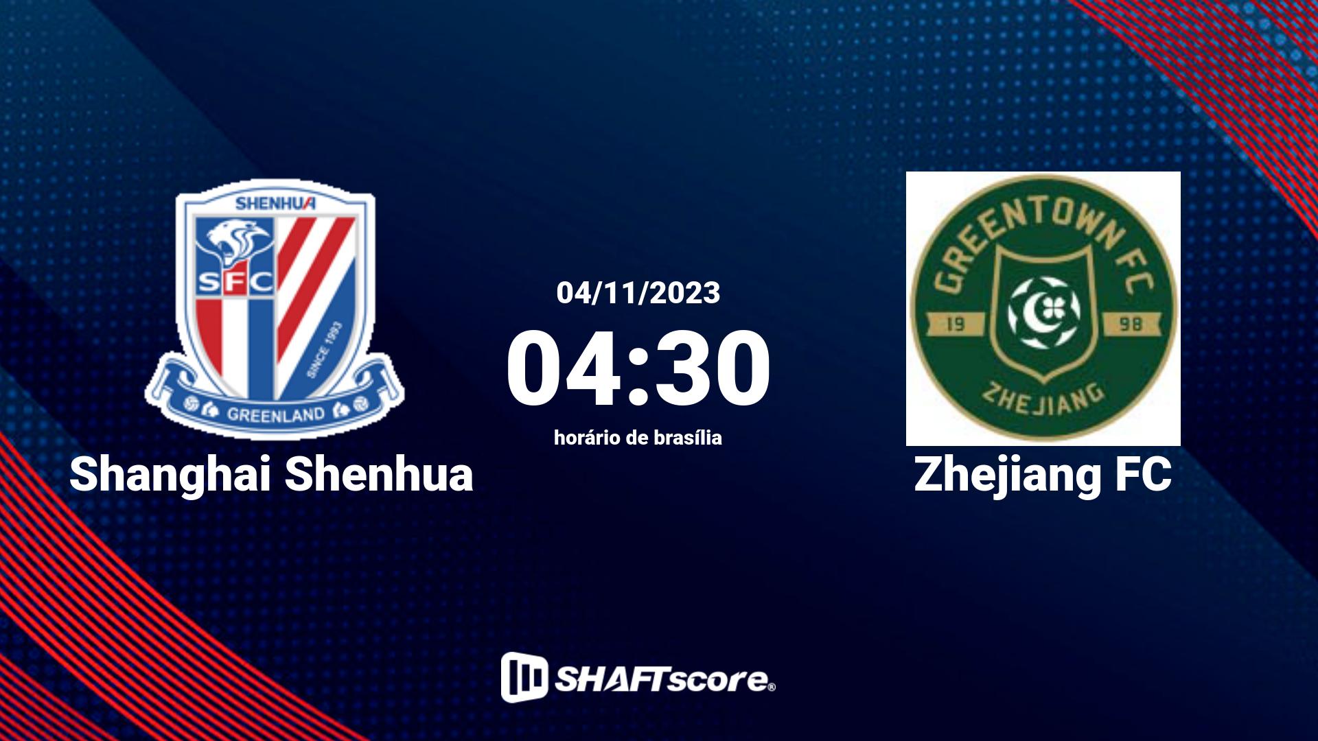 Estatísticas do jogo Shanghai Shenhua vs Zhejiang FC 04.11 04:30