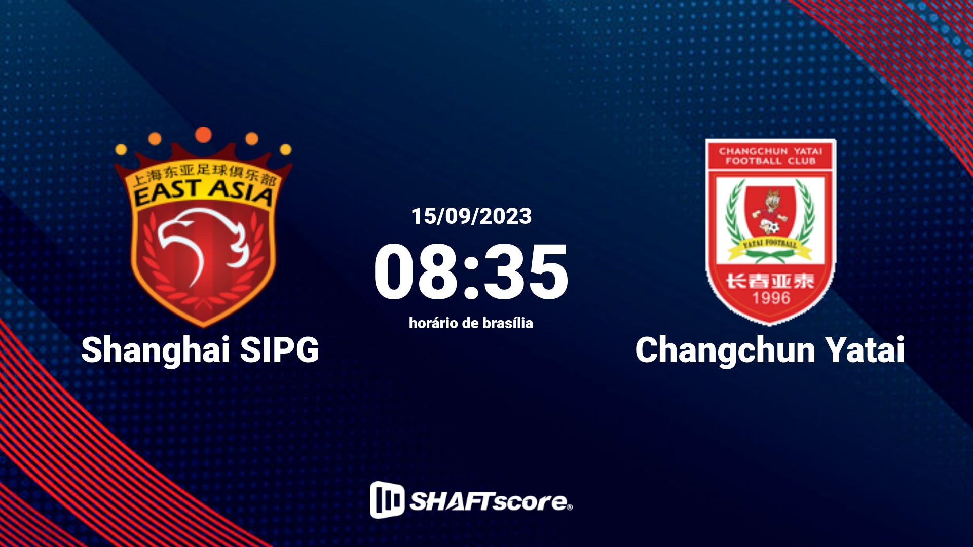 Estatísticas do jogo Shanghai SIPG vs Changchun Yatai 15.09 08:35