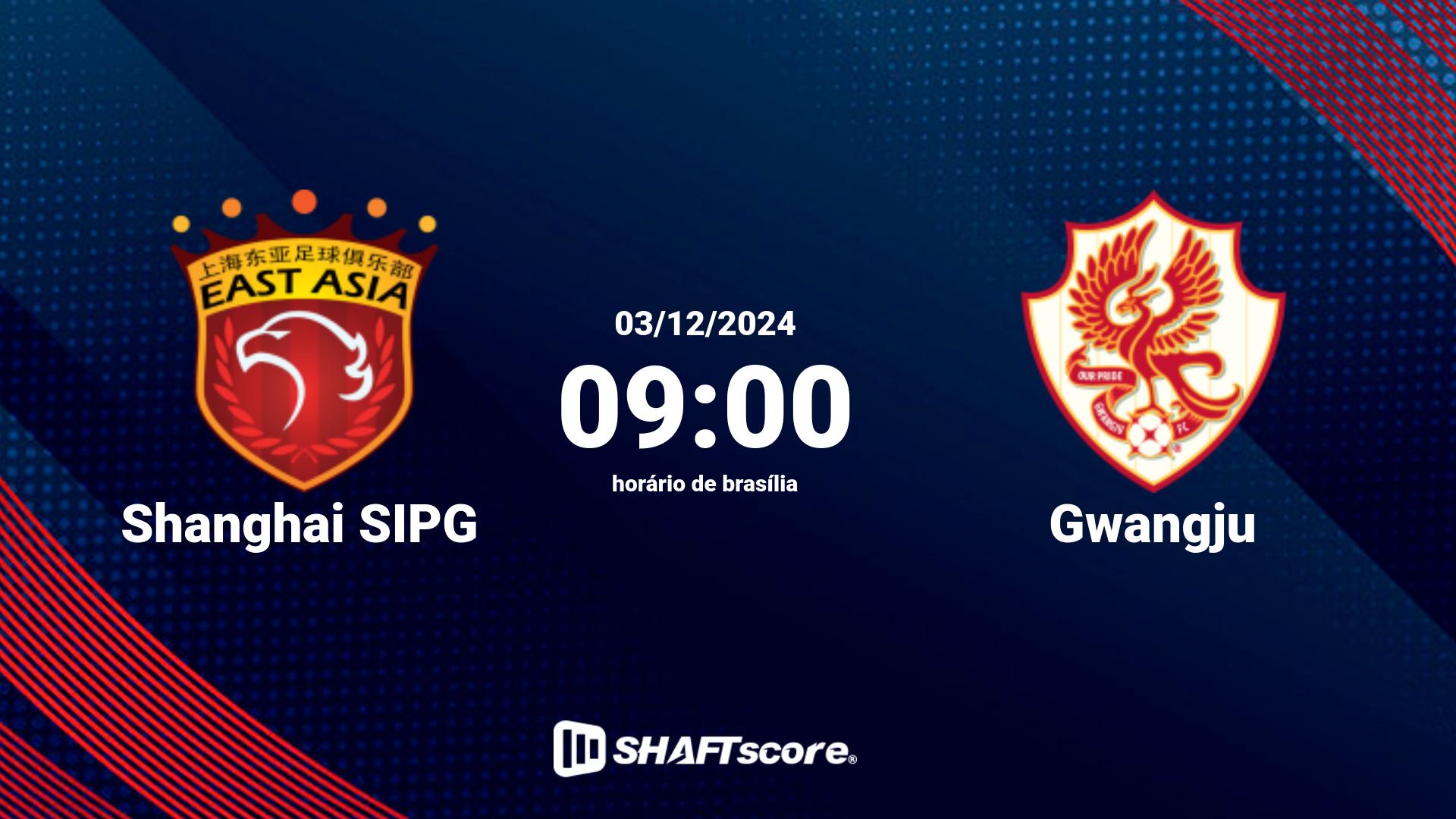 Estatísticas do jogo Shanghai SIPG vs Gwangju 03.12 09:00