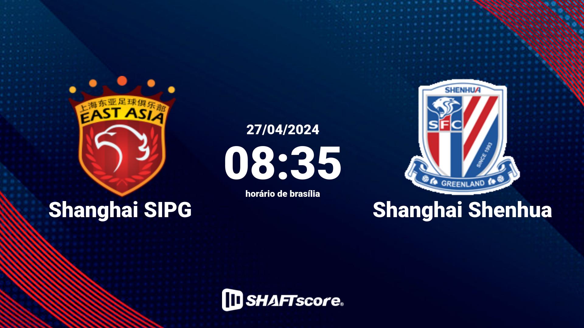 Estatísticas do jogo Shanghai SIPG vs Shanghai Shenhua 27.04 08:35