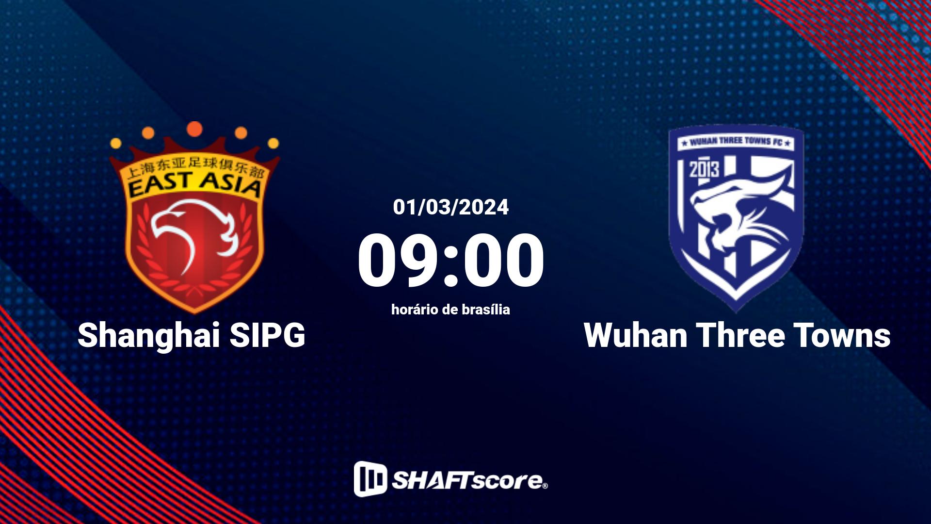 Estatísticas do jogo Shanghai SIPG vs Wuhan Three Towns 01.03 09:00