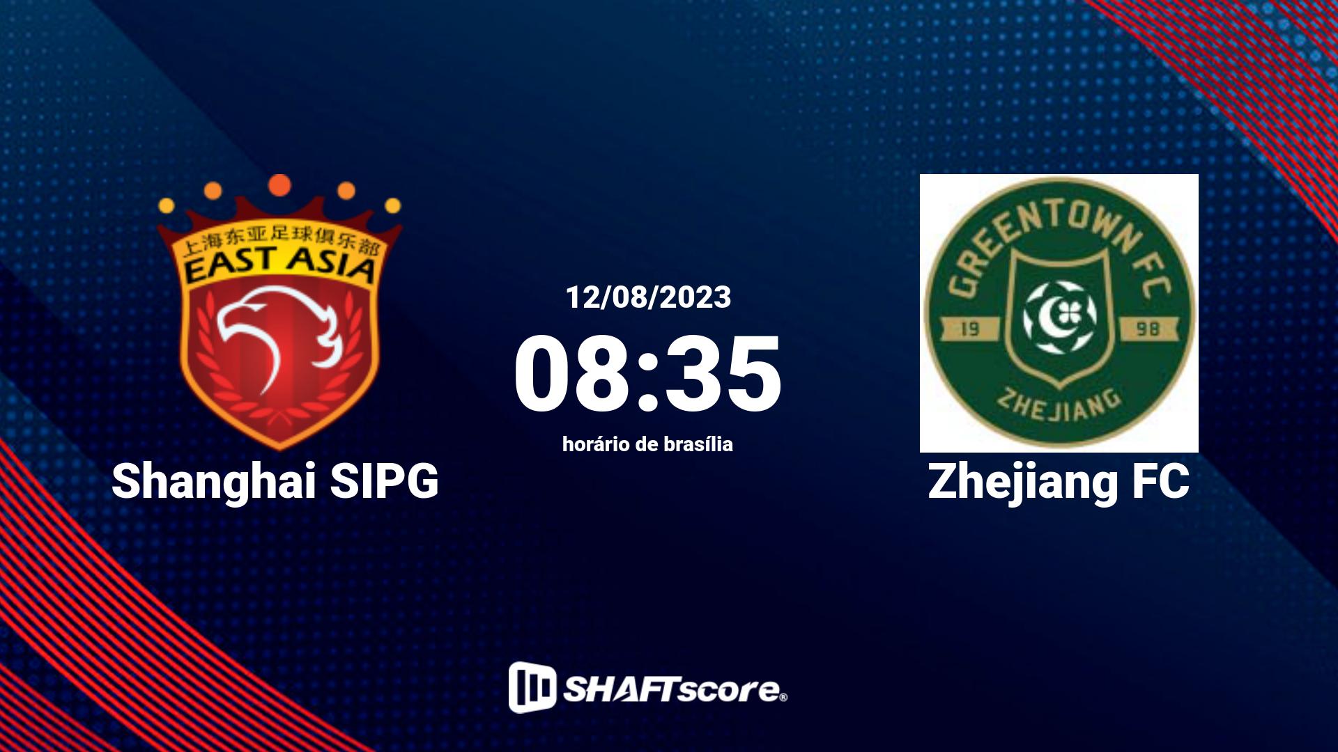 Estatísticas do jogo Shanghai SIPG vs Zhejiang FC 12.08 08:35