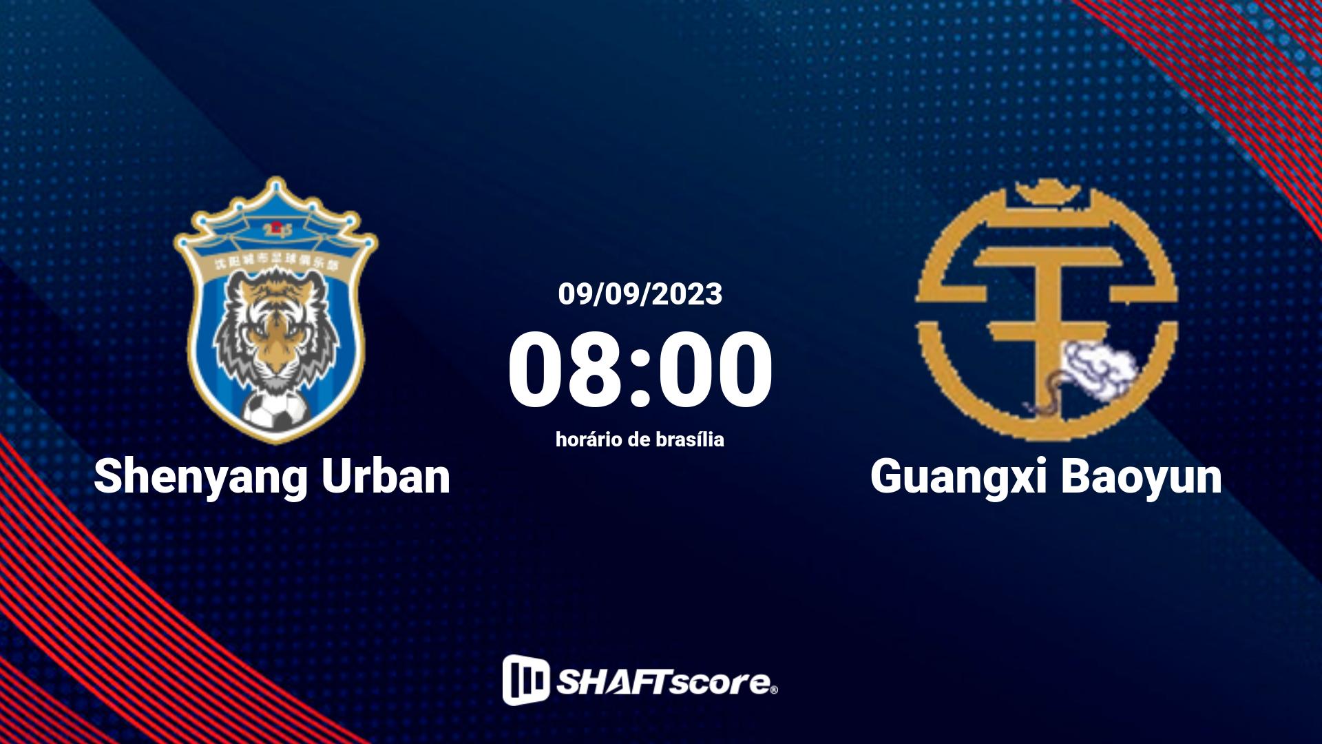 Estatísticas do jogo Shenyang Urban vs Guangxi Baoyun 09.09 08:00