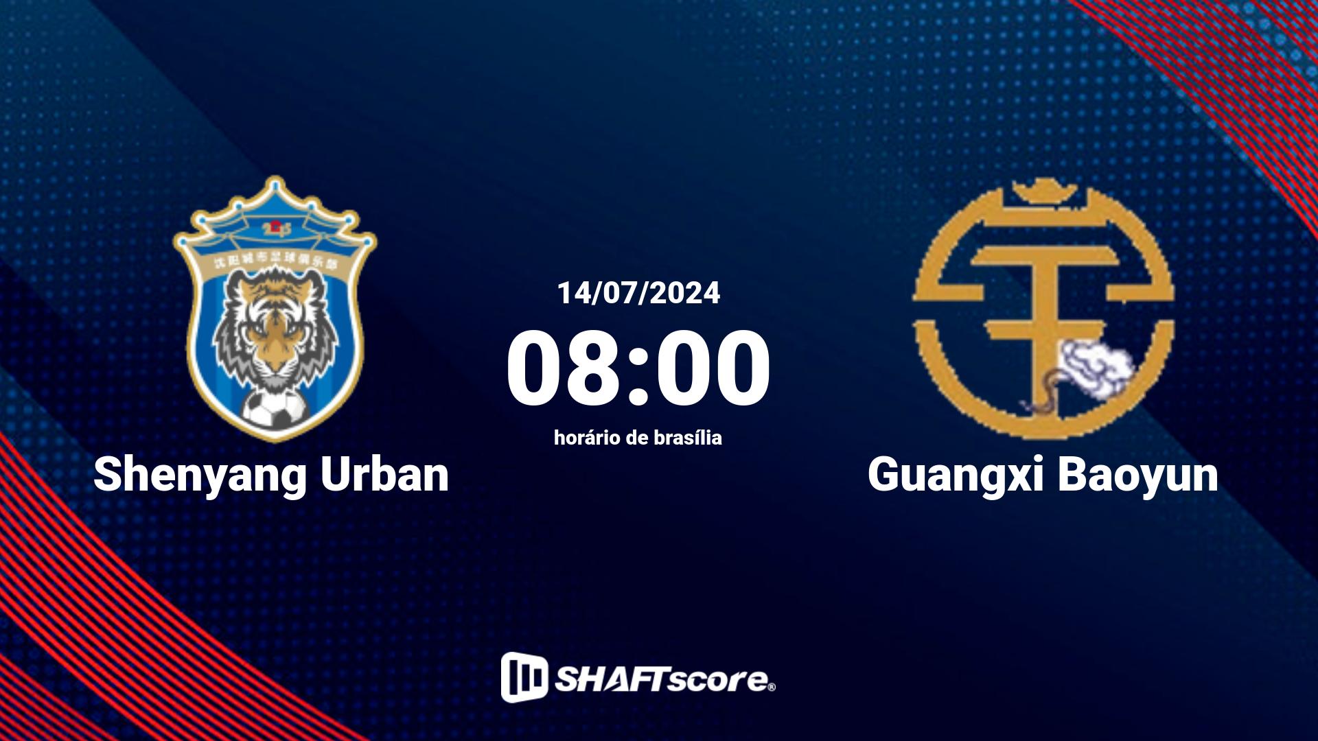 Estatísticas do jogo Shenyang Urban vs Guangxi Baoyun 14.07 08:00