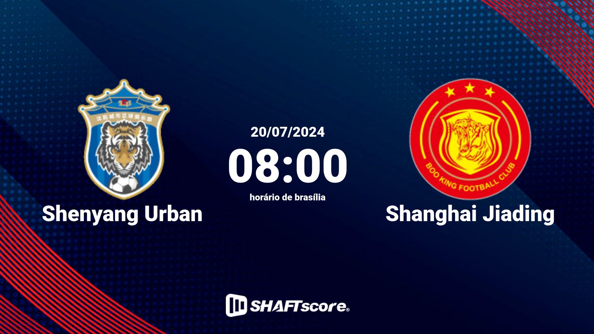 Estatísticas do jogo Shenyang Urban vs Shanghai Jiading 20.07 08:00