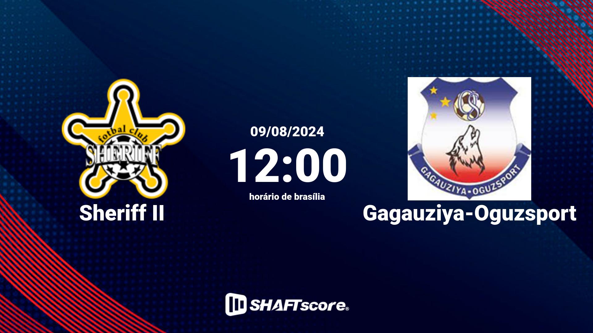 Estatísticas do jogo Sheriff II vs Gagauziya-Oguzsport 09.08 12:00