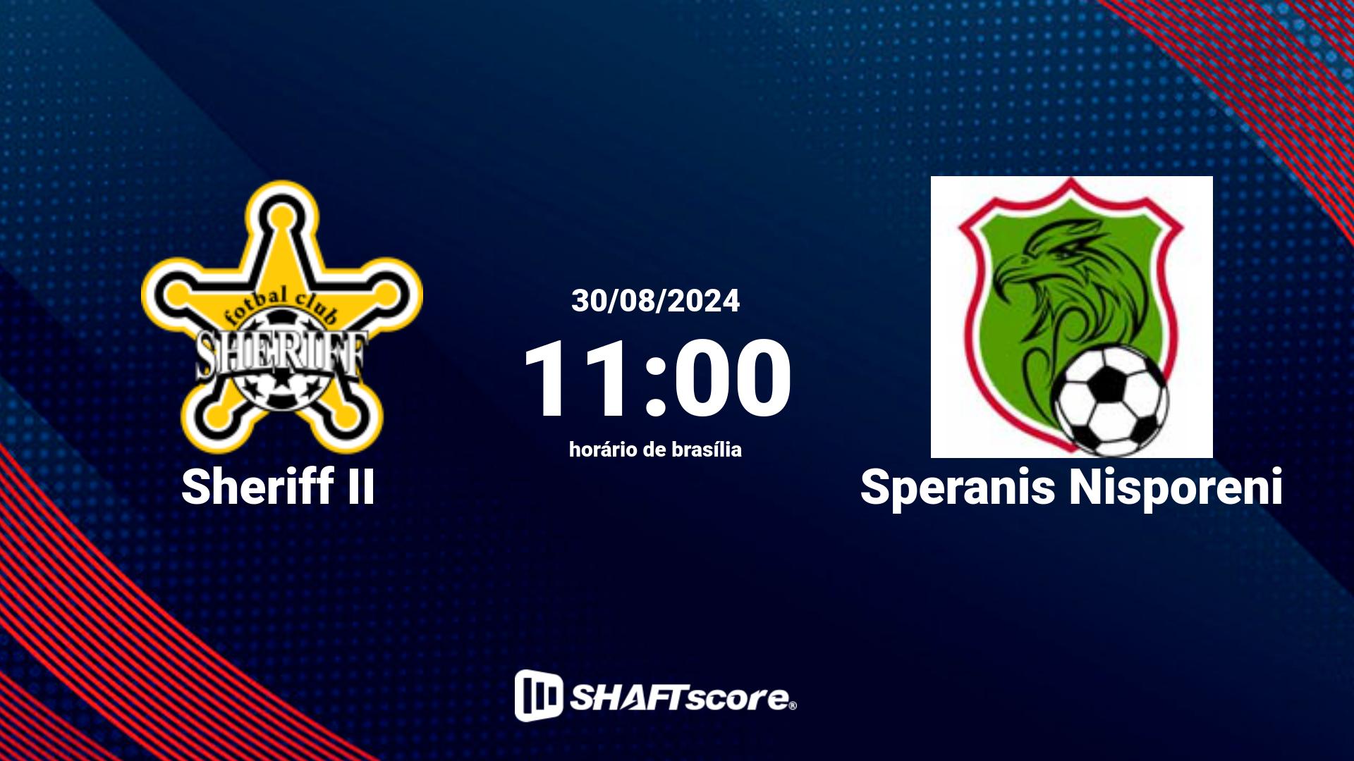 Estatísticas do jogo Sheriff II vs Speranis Nisporeni 30.08 11:00