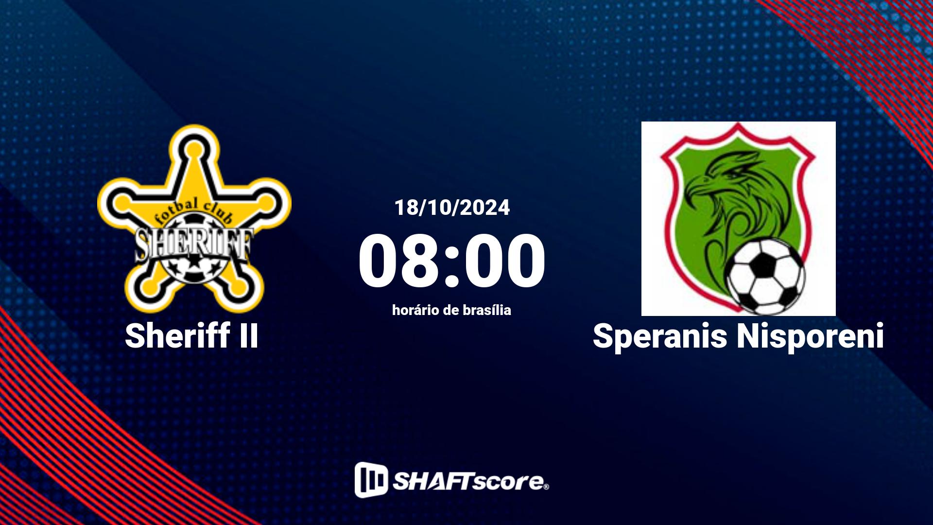 Estatísticas do jogo Sheriff II vs Speranis Nisporeni 18.10 08:00