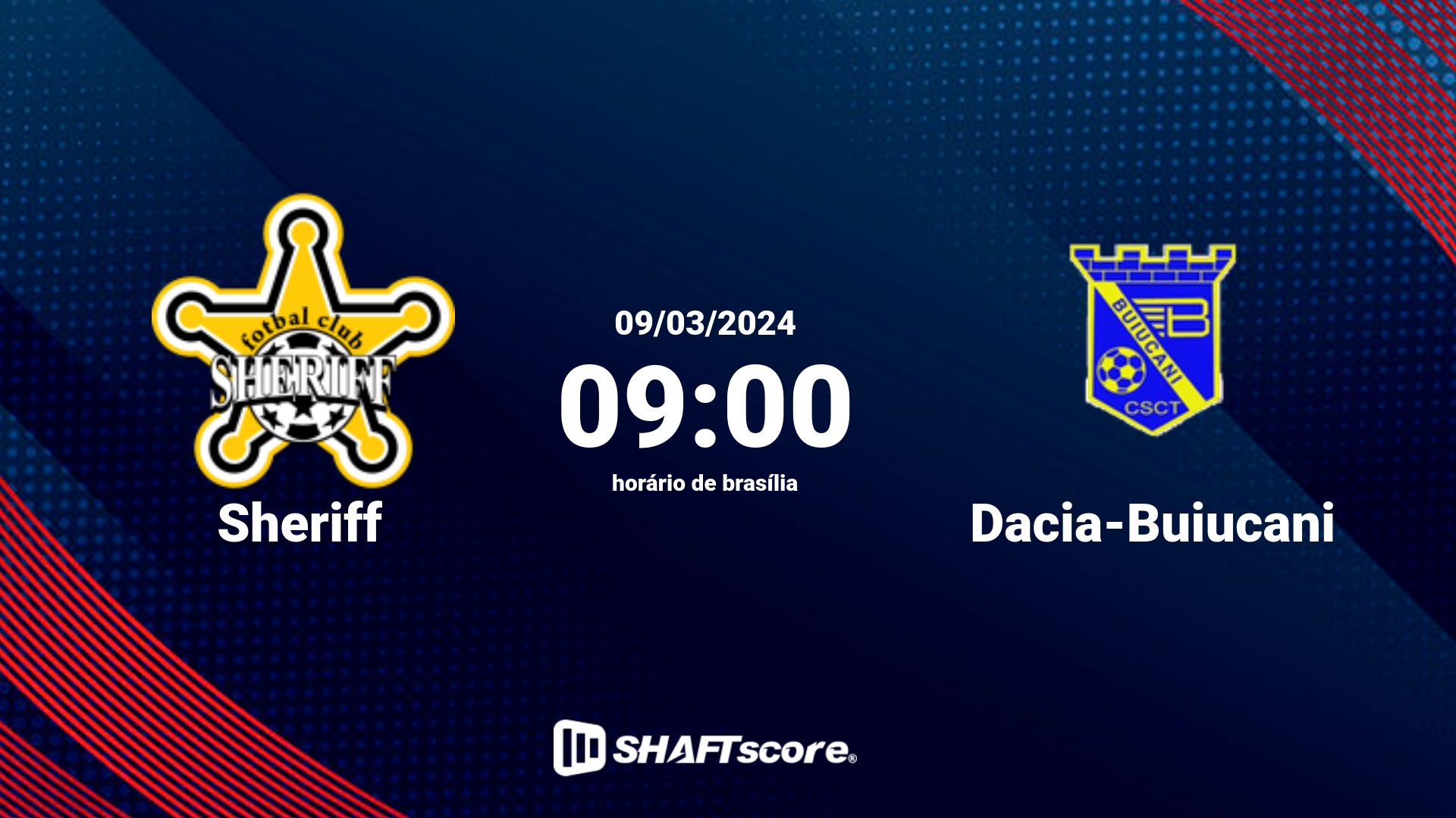 Estatísticas do jogo Sheriff vs Dacia-Buiucani 09.03 09:00