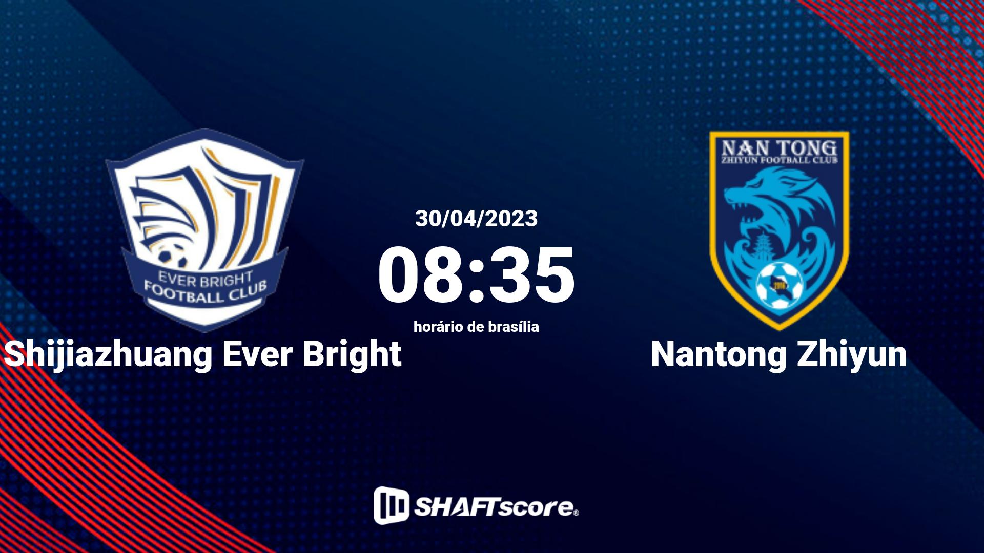 Estatísticas do jogo Shijiazhuang Ever Bright vs Nantong Zhiyun 30.04 08:35