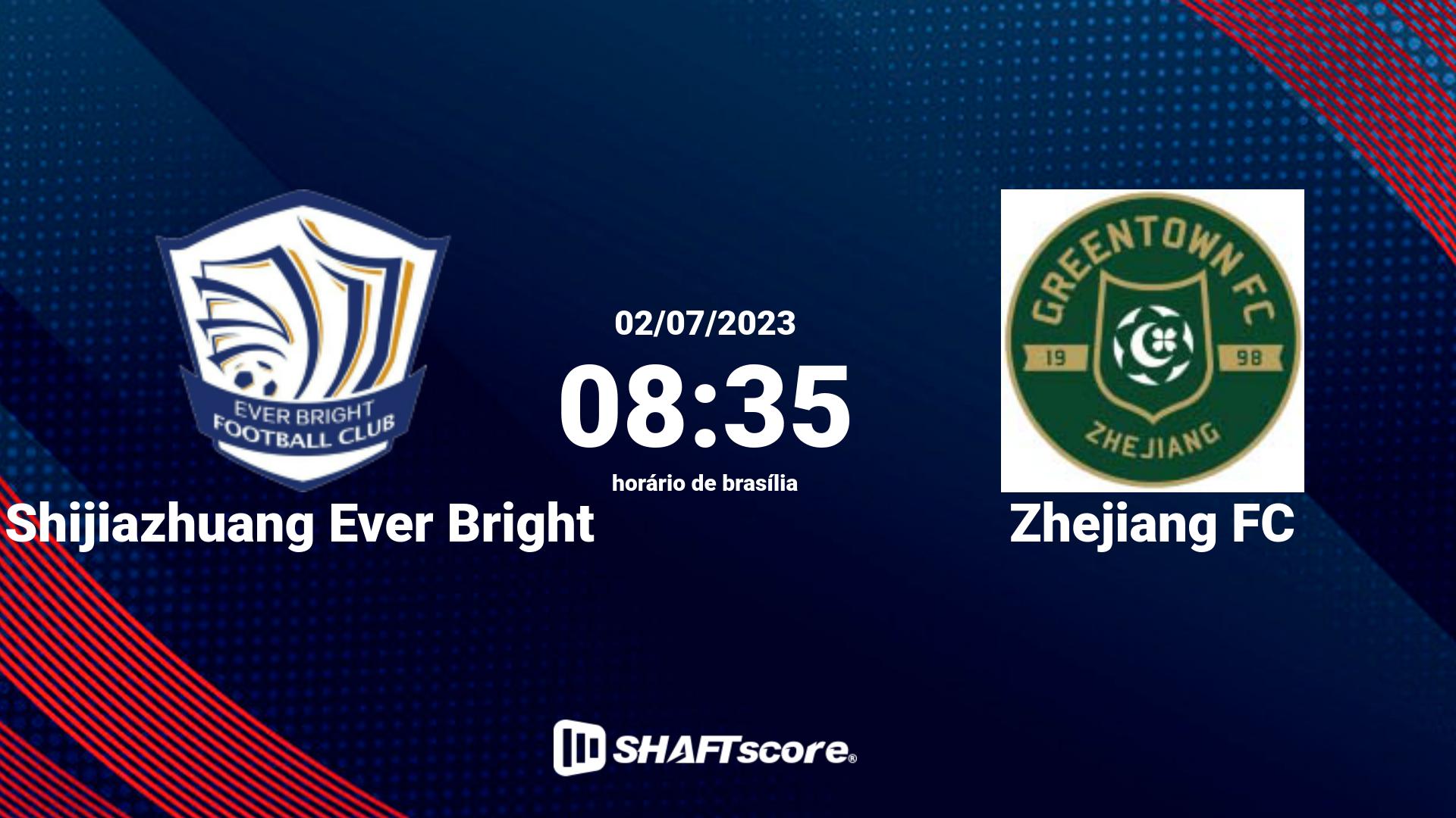 Estatísticas do jogo Shijiazhuang Ever Bright vs Zhejiang FC 02.07 08:35