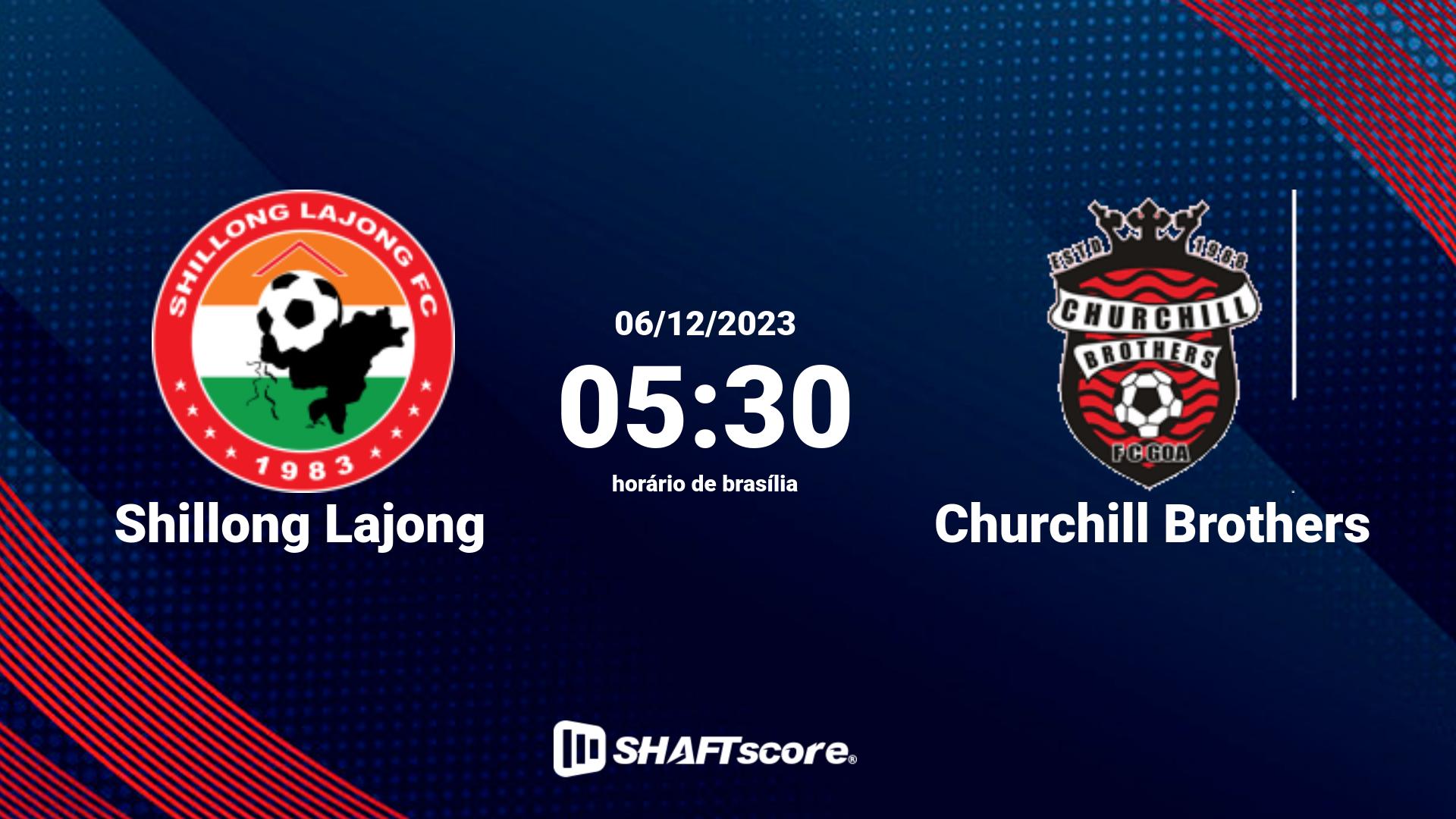 Estatísticas do jogo Shillong Lajong vs Churchill Brothers 06.12 05:30