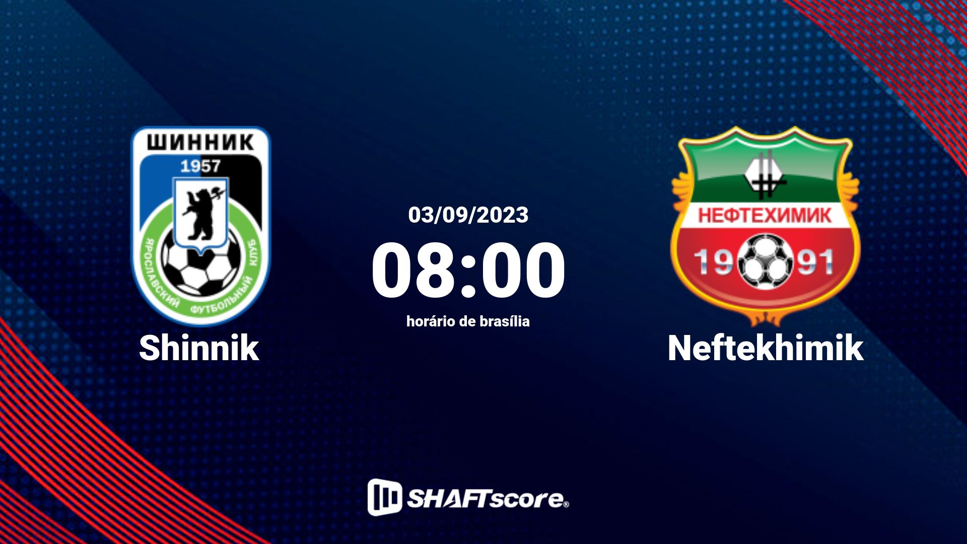 Estatísticas do jogo Shinnik vs Neftekhimik 03.09 08:00