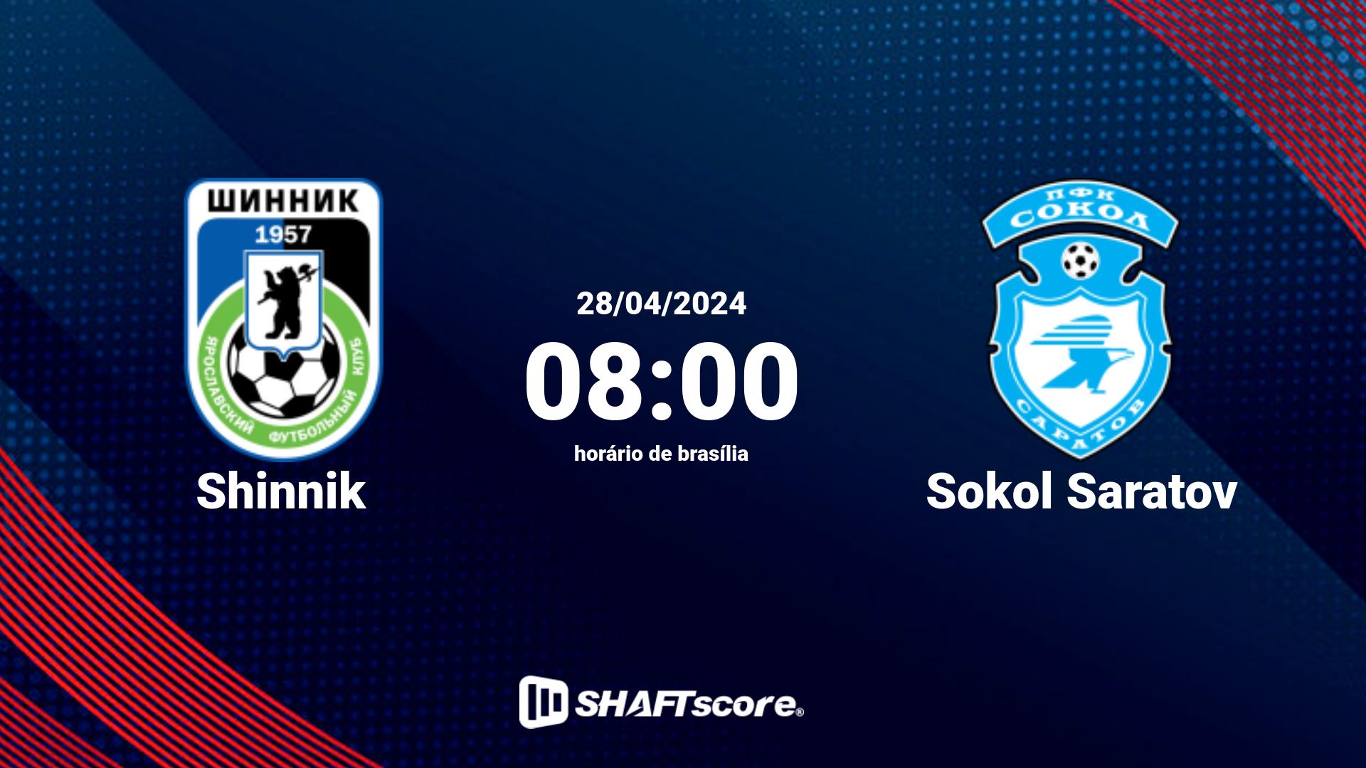 Estatísticas do jogo Shinnik vs Sokol Saratov 28.04 08:00