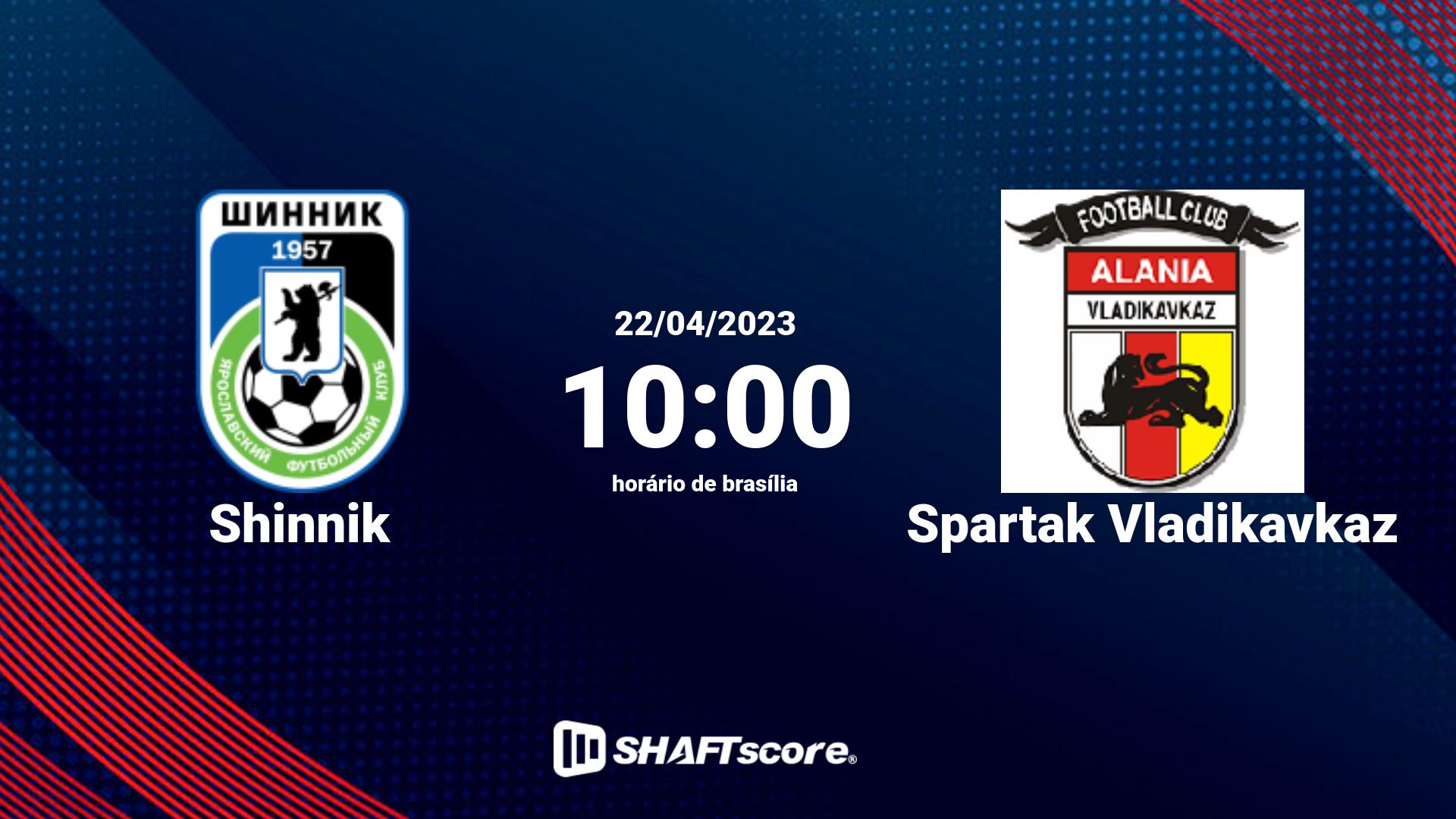 Estatísticas do jogo Shinnik vs Spartak Vladikavkaz 22.04 10:00