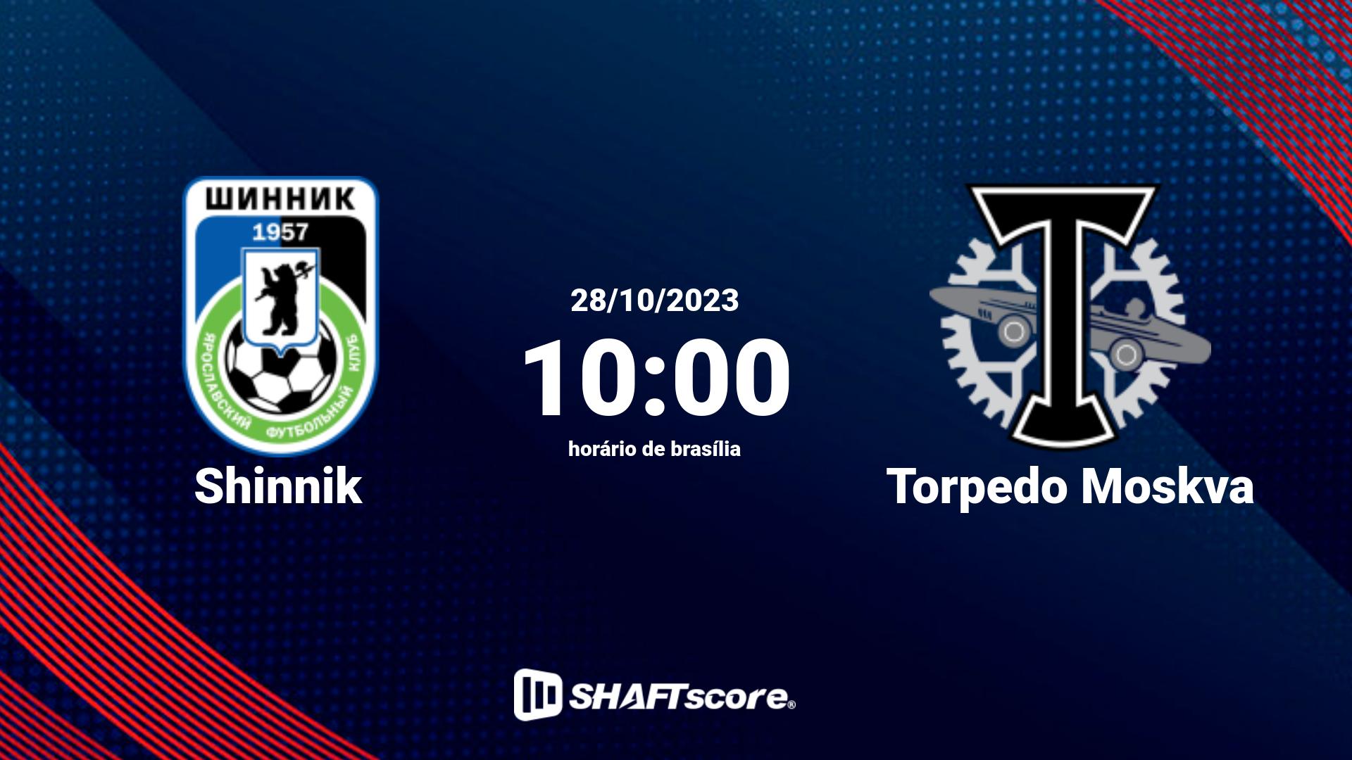 Estatísticas do jogo Shinnik vs Torpedo Moskva 28.10 10:00