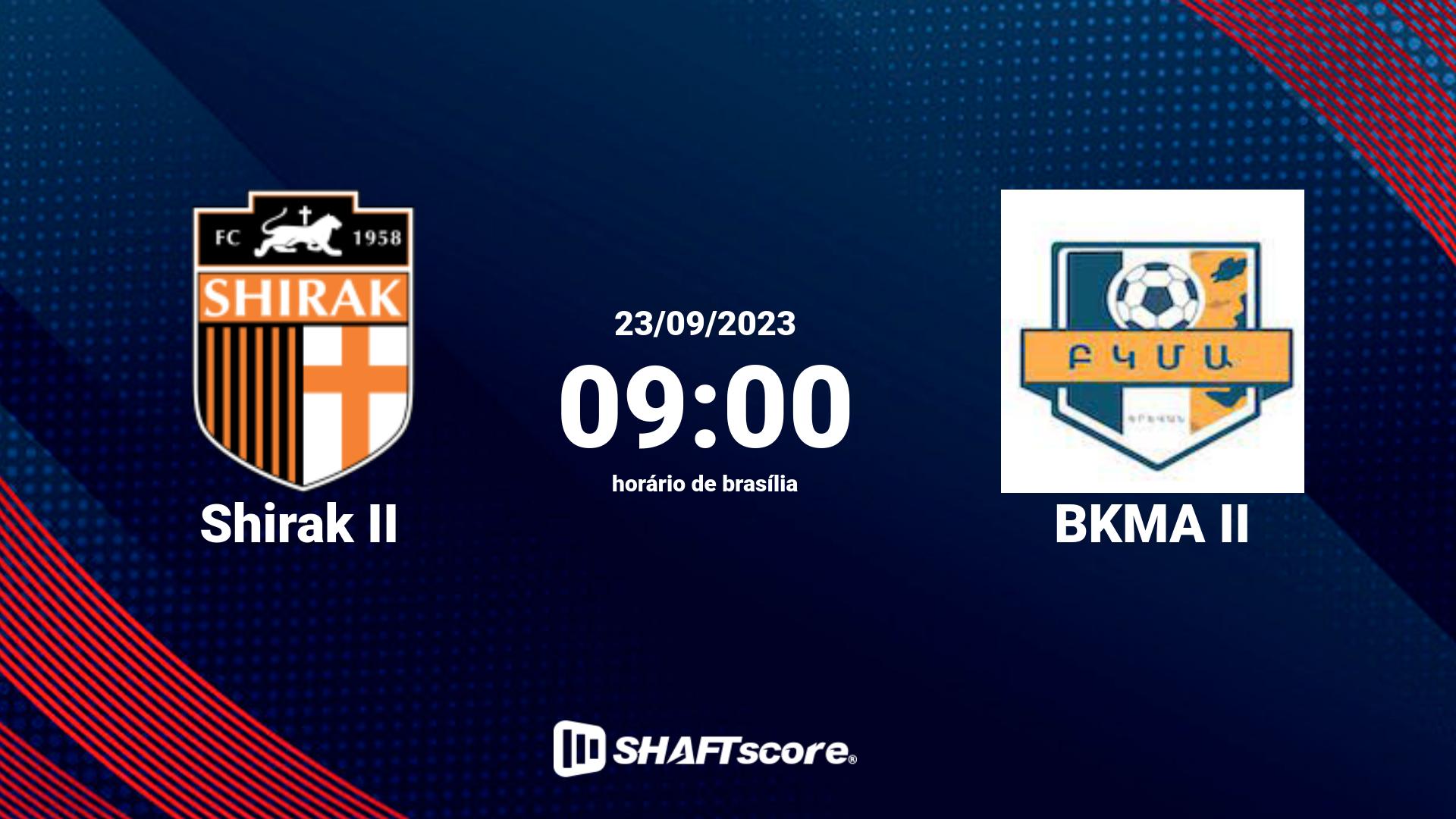 Estatísticas do jogo Shirak II vs BKMA II 23.09 09:00