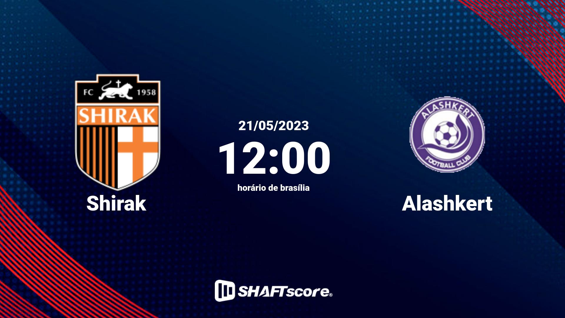 Estatísticas do jogo Shirak vs Alashkert 21.05 12:00