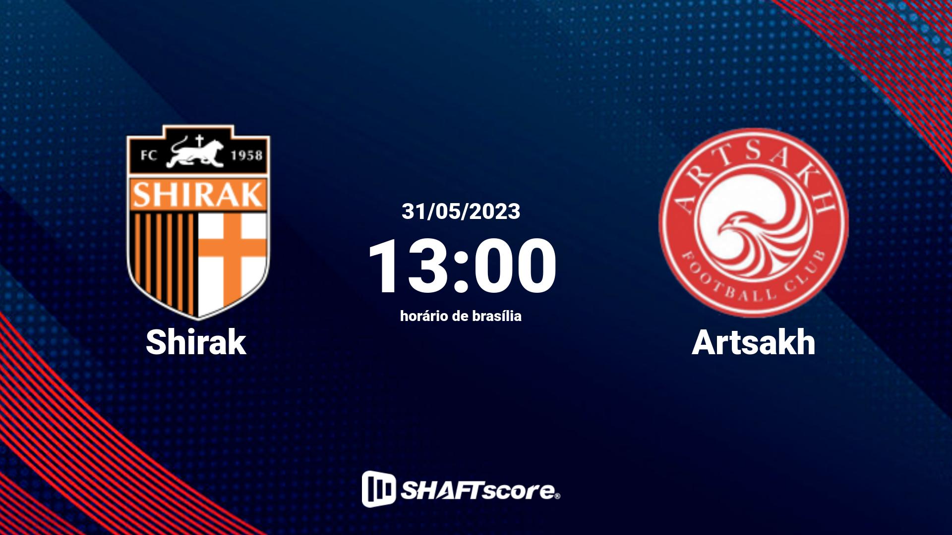 Estatísticas do jogo Shirak vs Artsakh 31.05 13:00