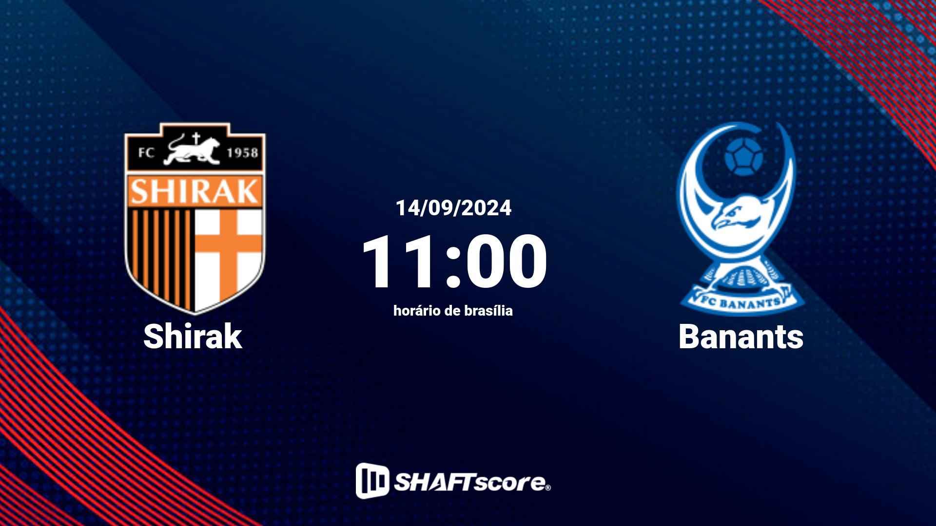 Estatísticas do jogo Shirak vs Banants 14.09 11:00