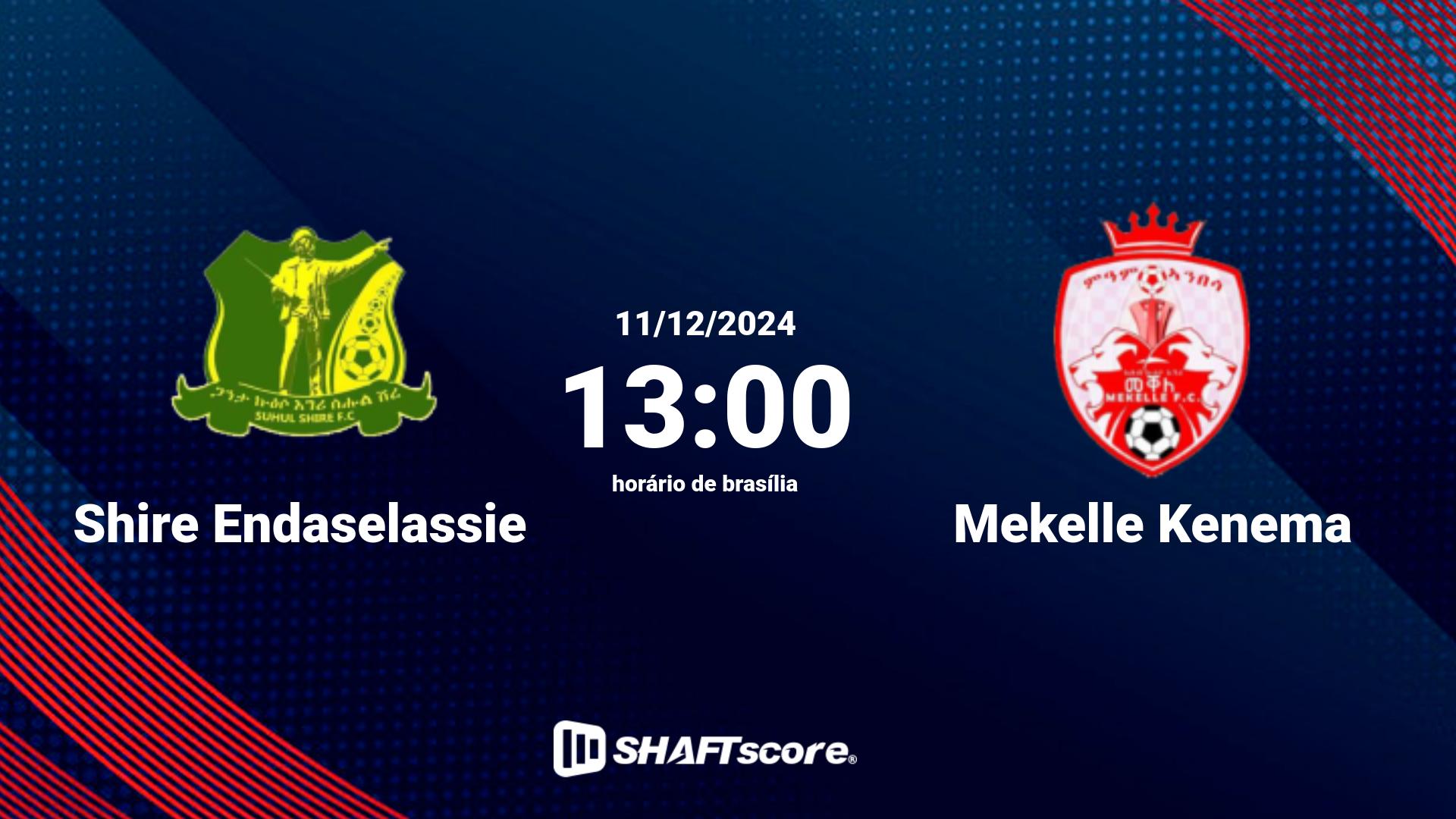 Estatísticas do jogo Shire Endaselassie vs Mekelle Kenema 11.12 13:00