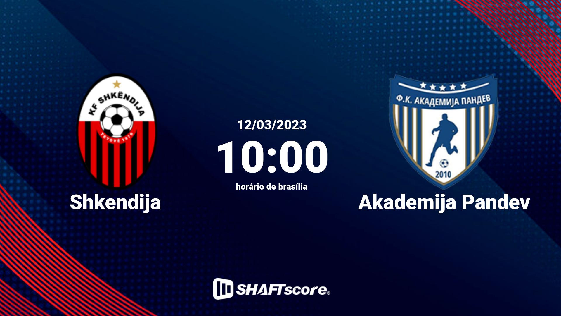 Estatísticas do jogo Shkendija vs Akademija Pandev 12.03 10:00