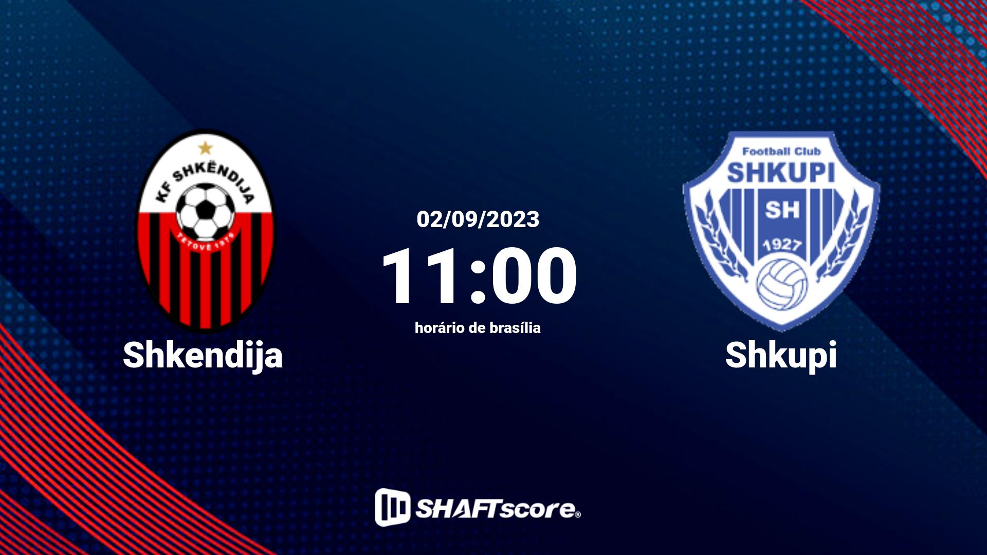 Estatísticas do jogo Shkendija vs Shkupi 02.09 11:00