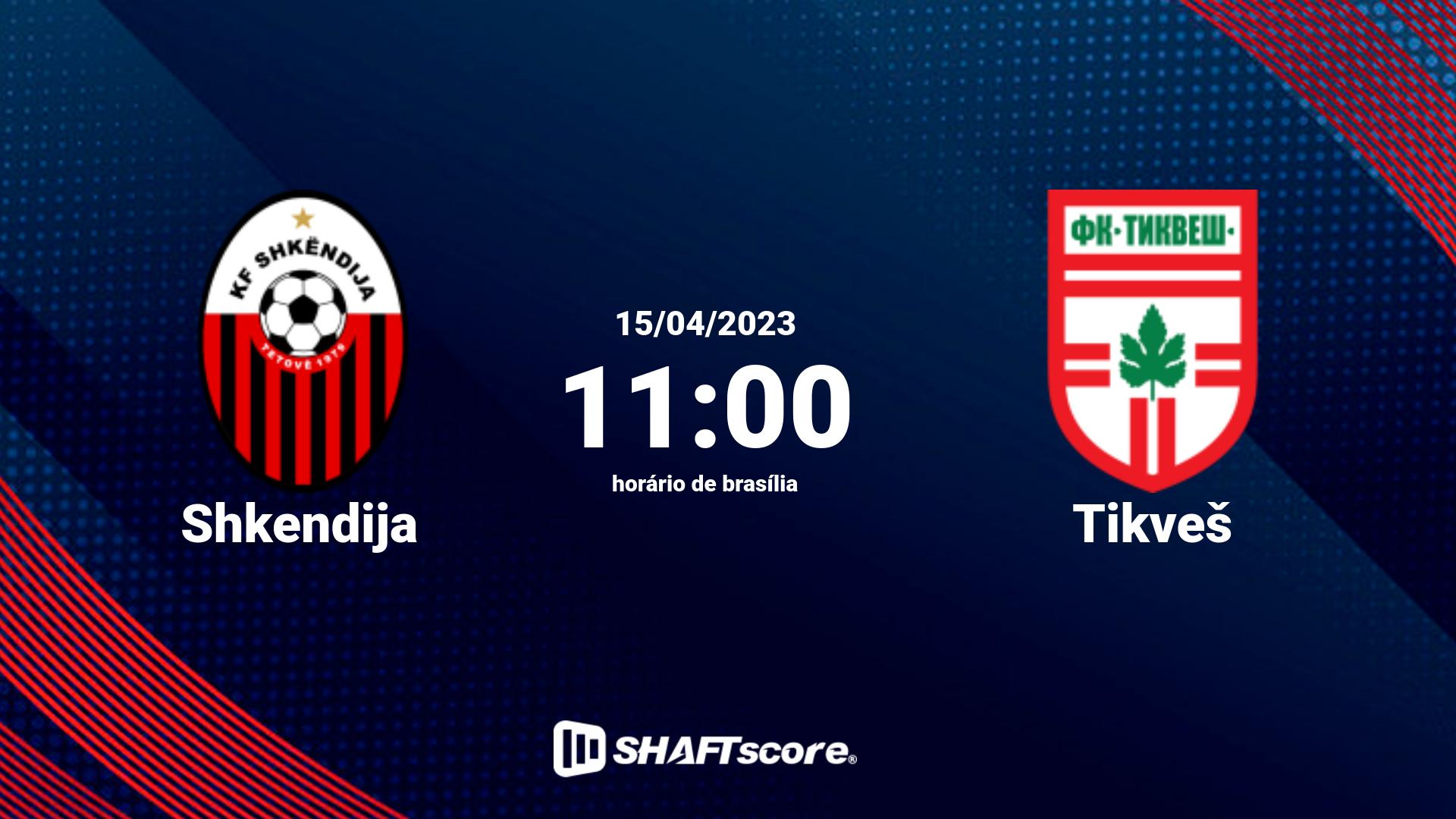 Estatísticas do jogo Shkendija vs Tikveš 15.04 11:00