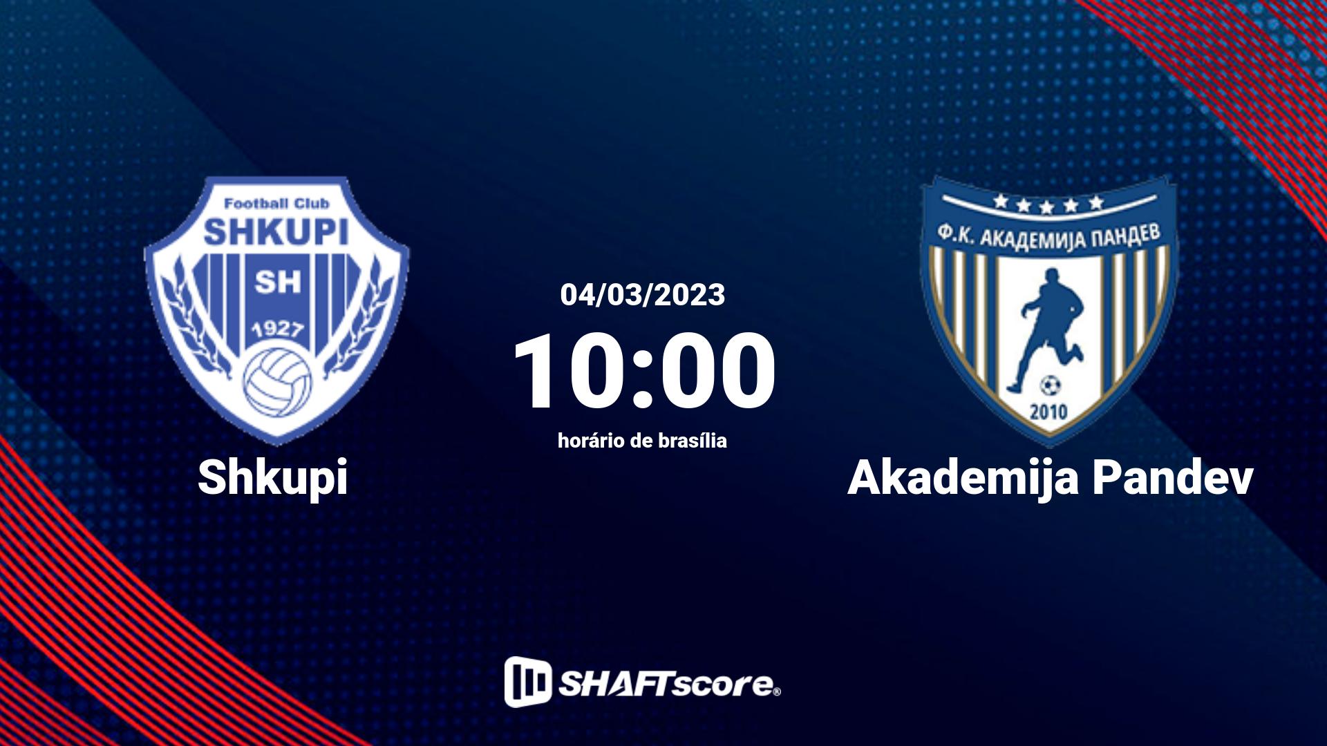 Estatísticas do jogo Shkupi vs Akademija Pandev 04.03 10:00