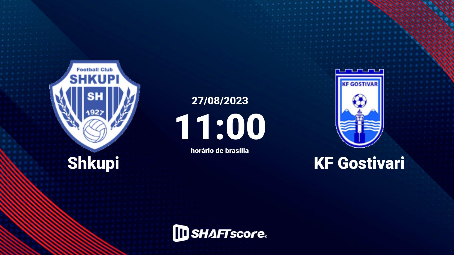 Estatísticas do jogo Shkupi vs KF Gostivari 27.08 11:00